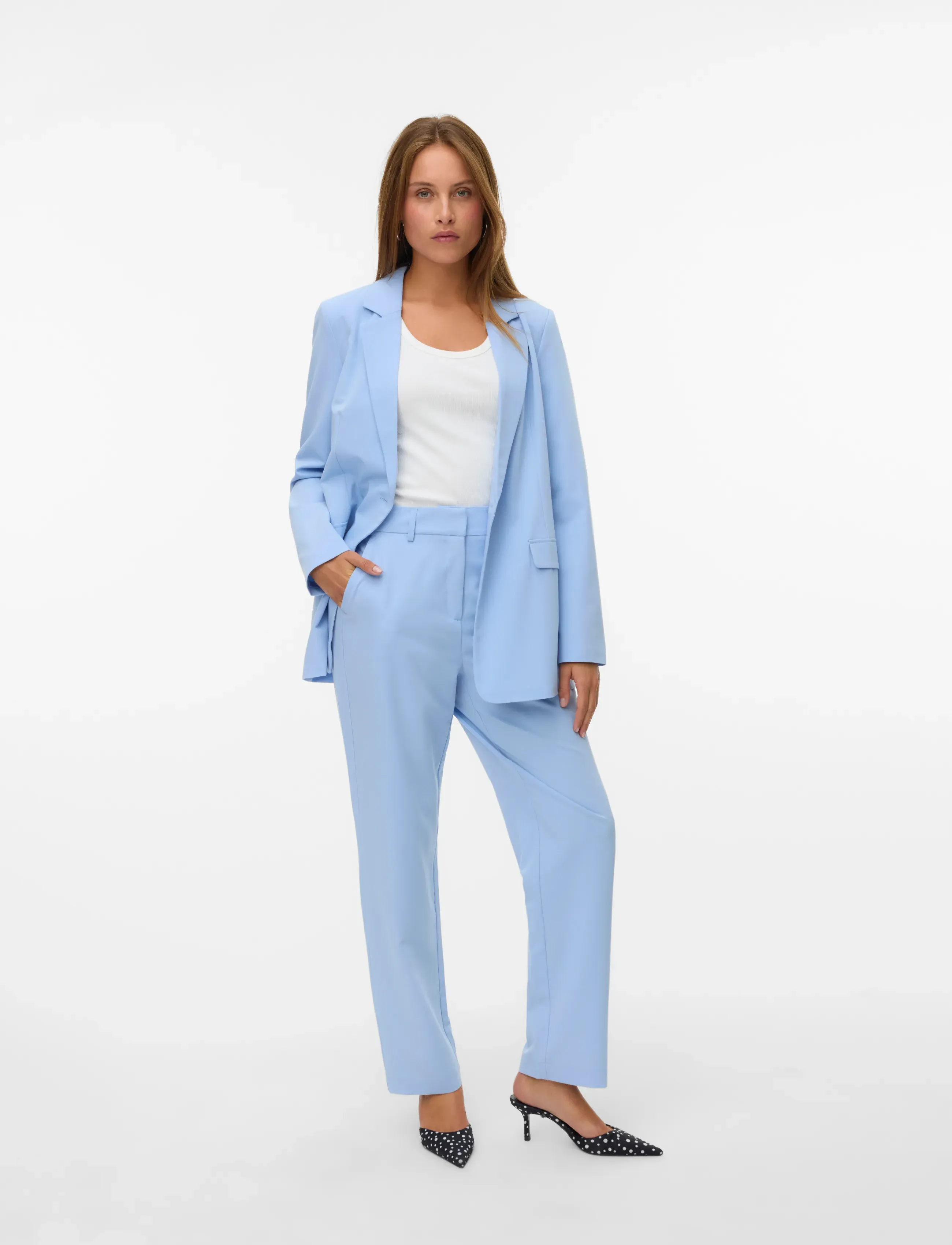 Vero Moda VMZELDA HW STRAIGHT PANT BOO - Vero Moda - BRUNNERA BLUE / blue