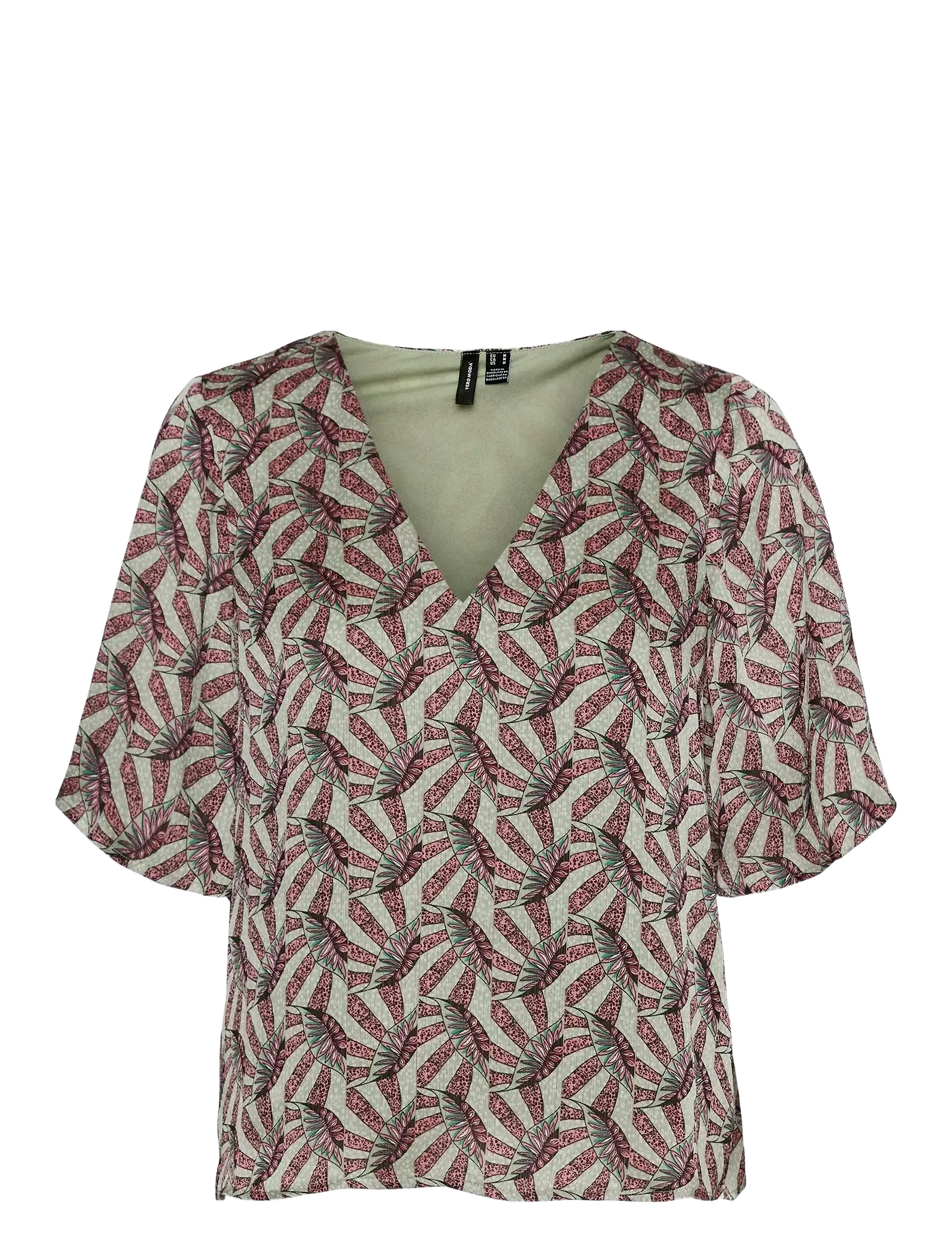 Vero Moda VMZELDA 2/4 V-NECK TOP WVN LCS - Bluser - DESERT SAGE / multi