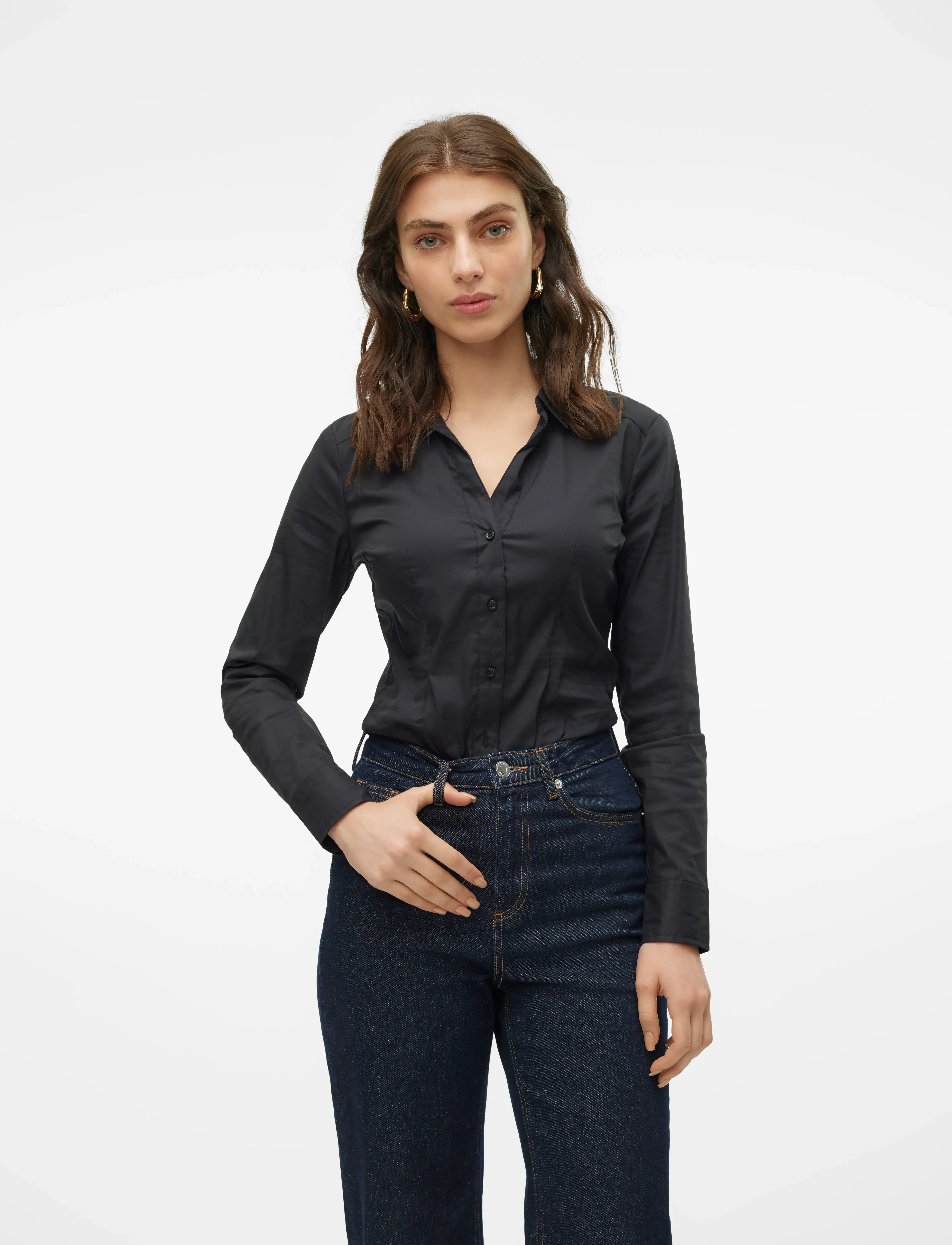 Vero Moda Vmlady L/S G-String Shirt Wvn New Noos, XS, T-shirts & Oberteile, Schwarz - Bodys, Frauen