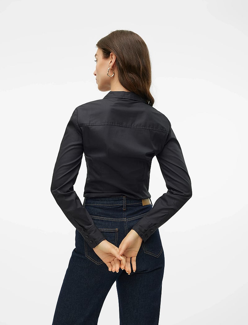 Vero Moda - VMLADY L/S G-STRING SHIRT WVN NEW NOOS - body - black - 3