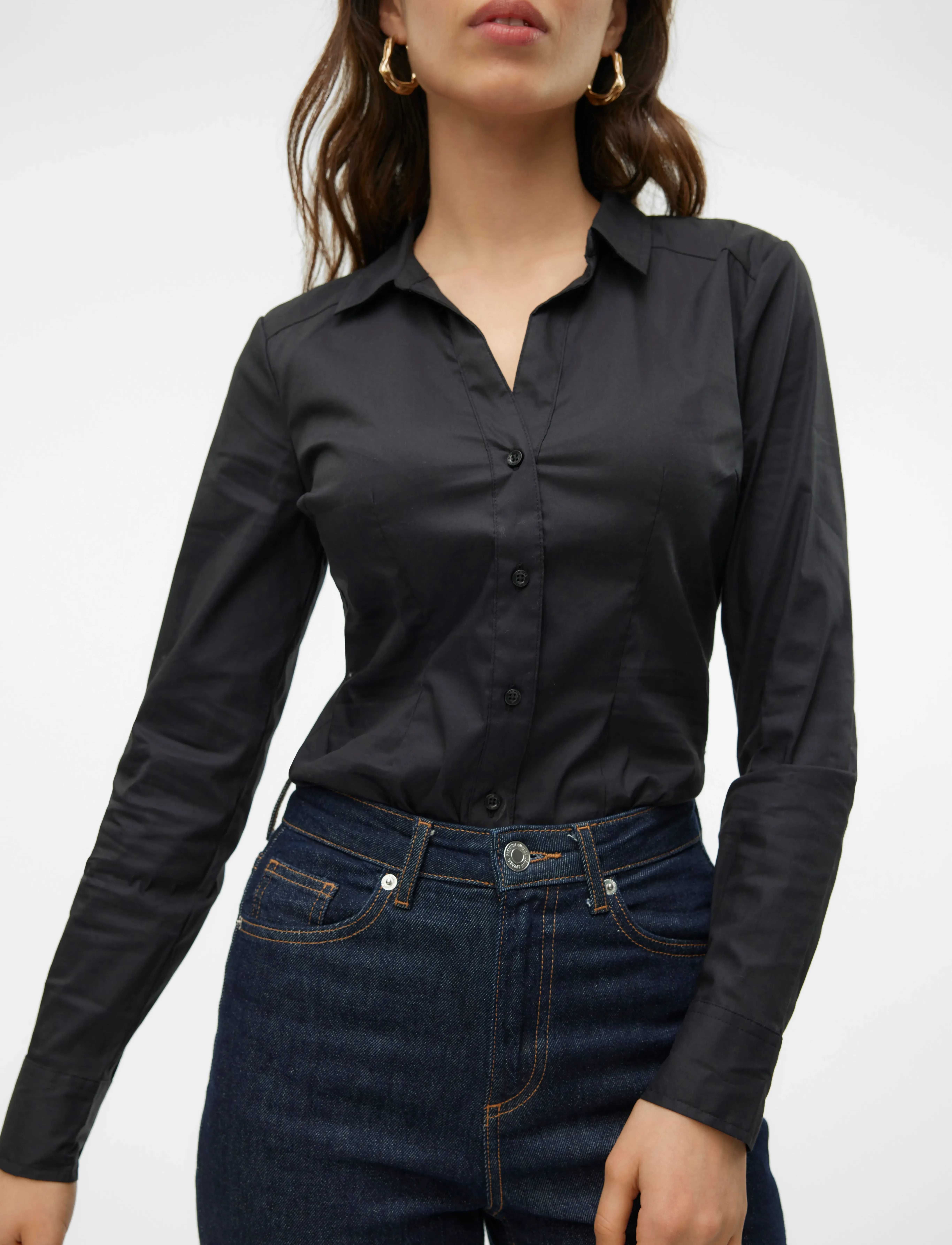Vero Moda - VMLADY L/S G-STRING SHIRT WVN NEW NOOS - bodies - black - 4