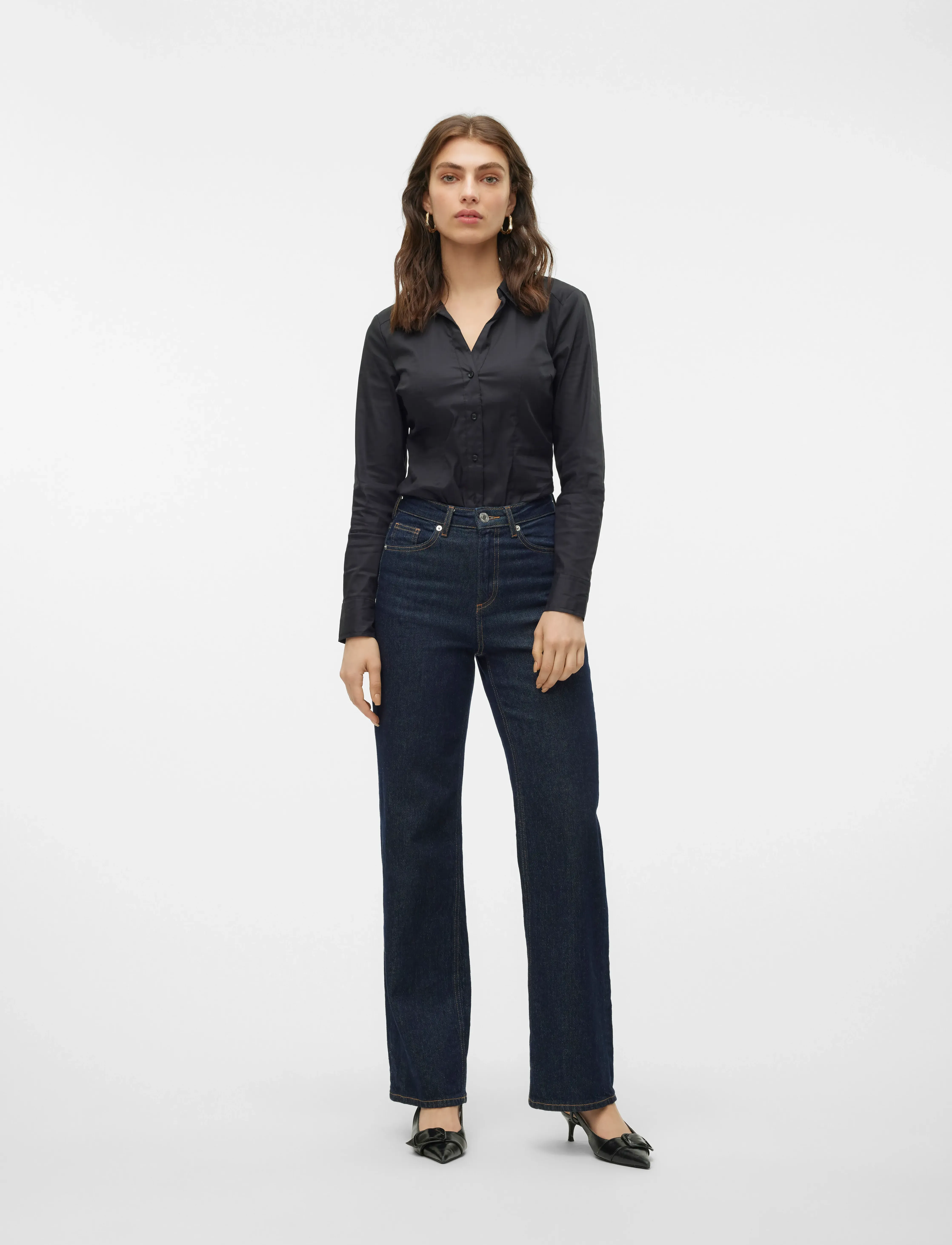 Vero Moda - VMLADY L/S G-STRING SHIRT WVN NEW NOOS - bodies - black - 5
