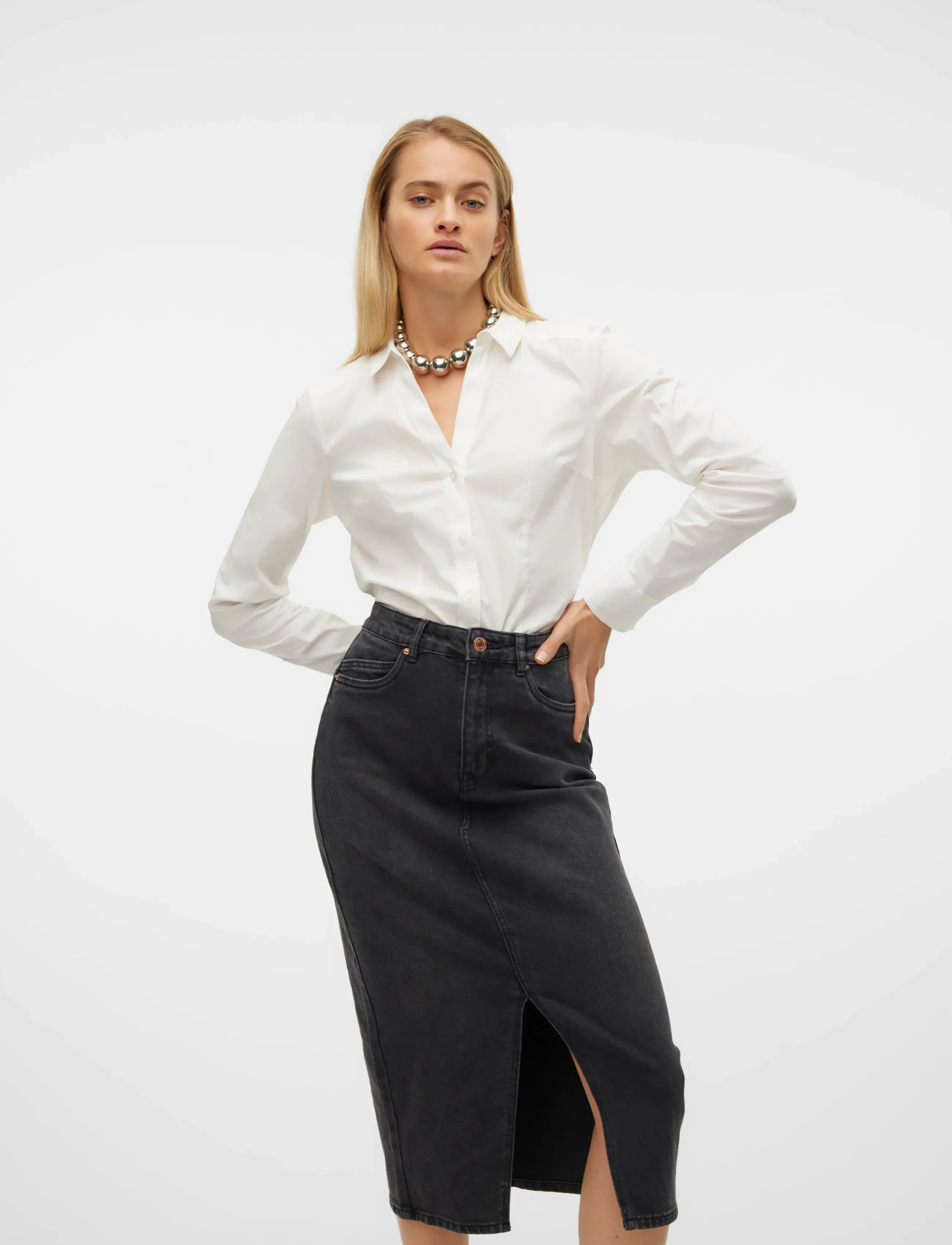 Vero Moda Vmlady L/S G-String Shirt Wvn New Noos, XL, T-shirts & Oberteile, Weiß - Bodys, Frauen