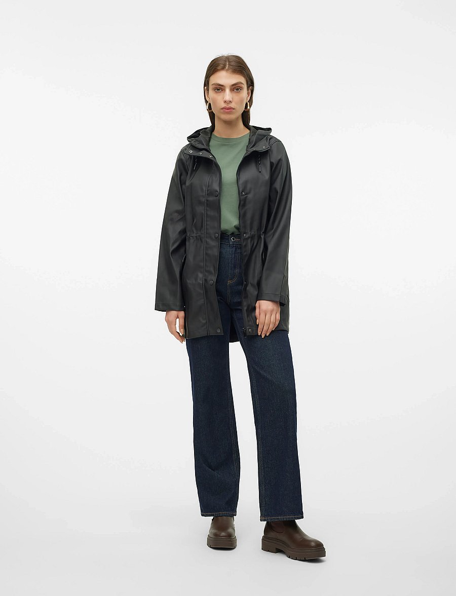 Vero Moda - VMMALOU COATED JACKET NOOS - cienkie płaszcze - black - 4