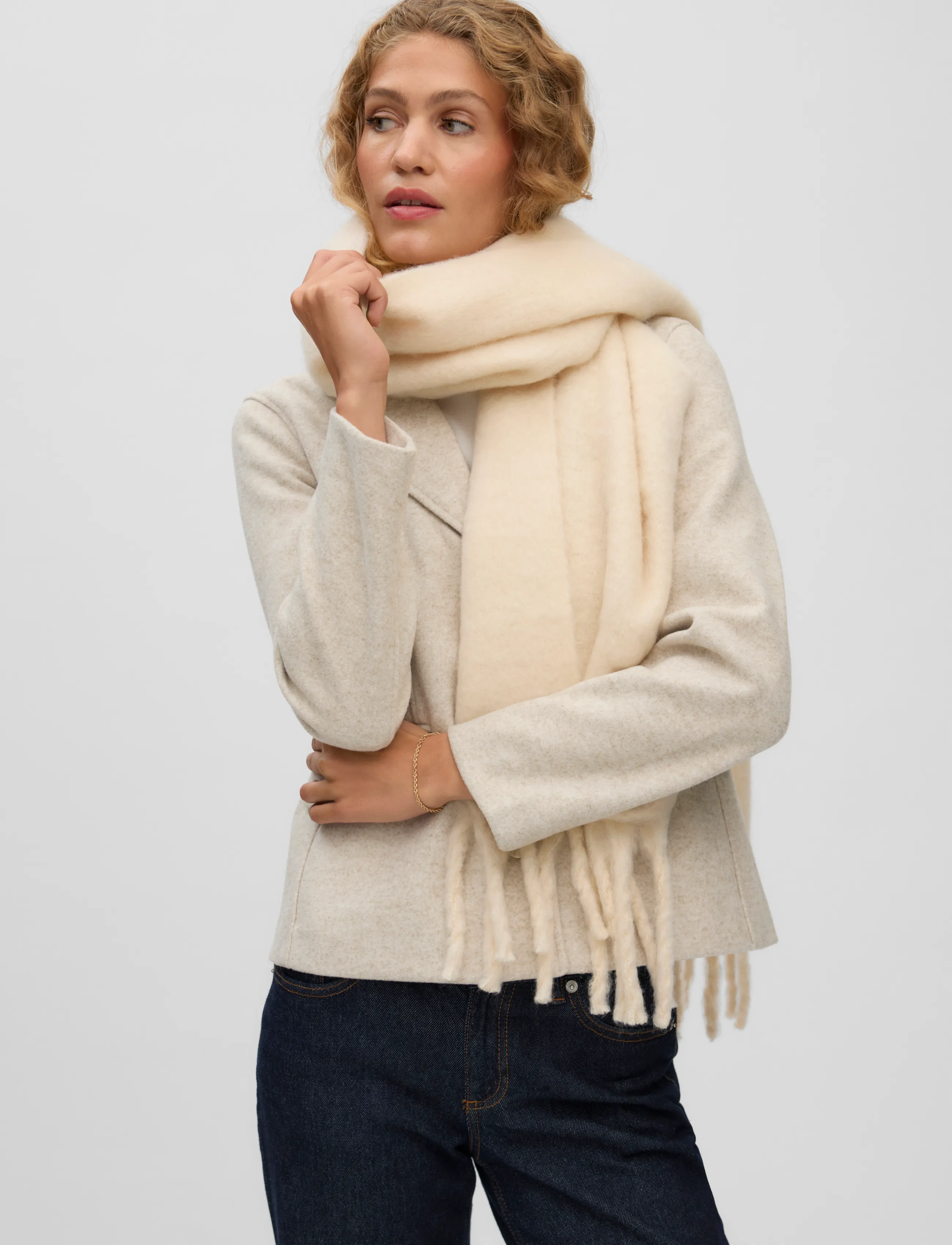 Vero Moda VMIVY LEAGUE SCARF NOOS - Sjalar & Halsdukar - BIRCH / white