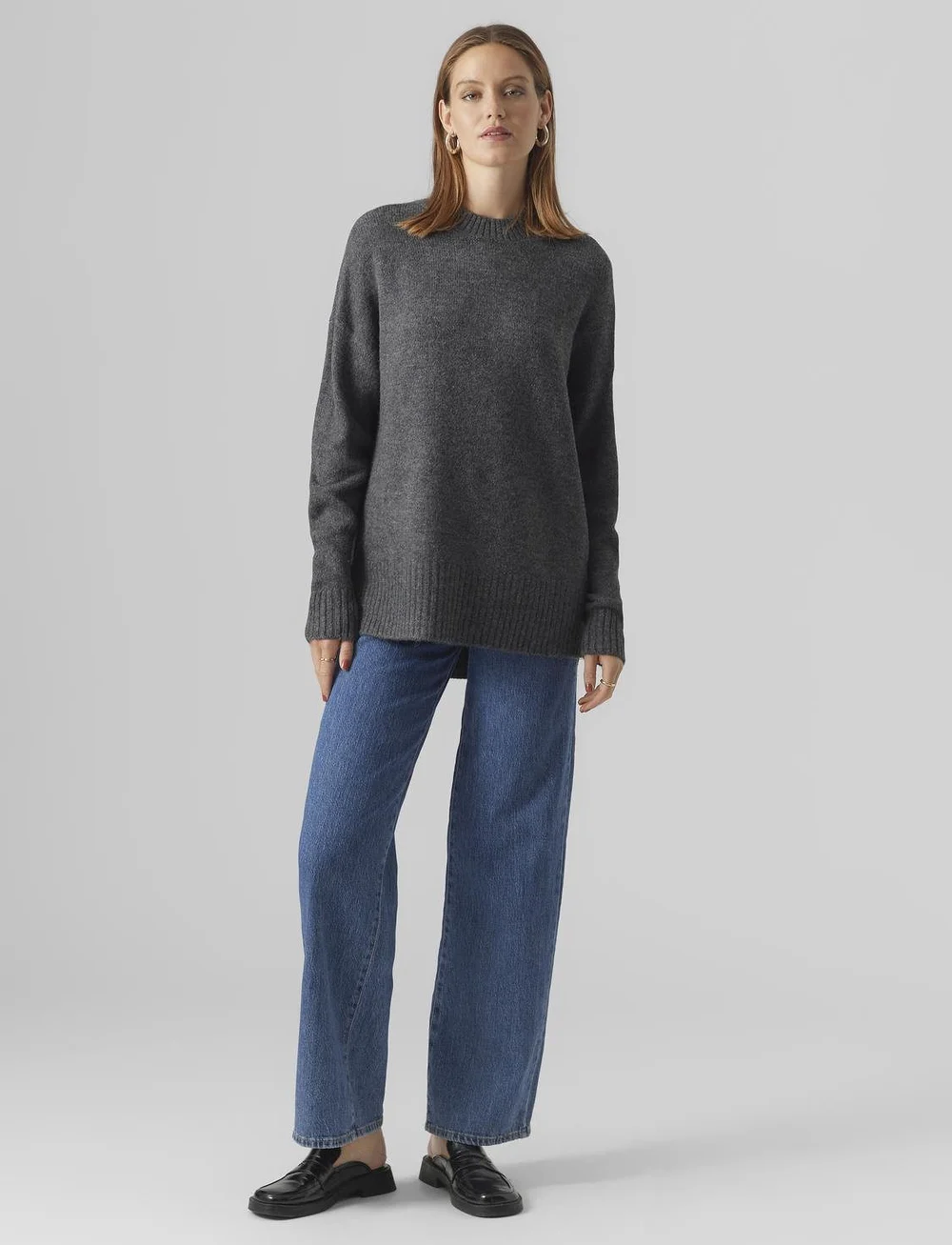 Vero Moda - VMLEFILE OVERSIZE BOXY BLOUSE NOOS - pullover - medium grey melange - 4