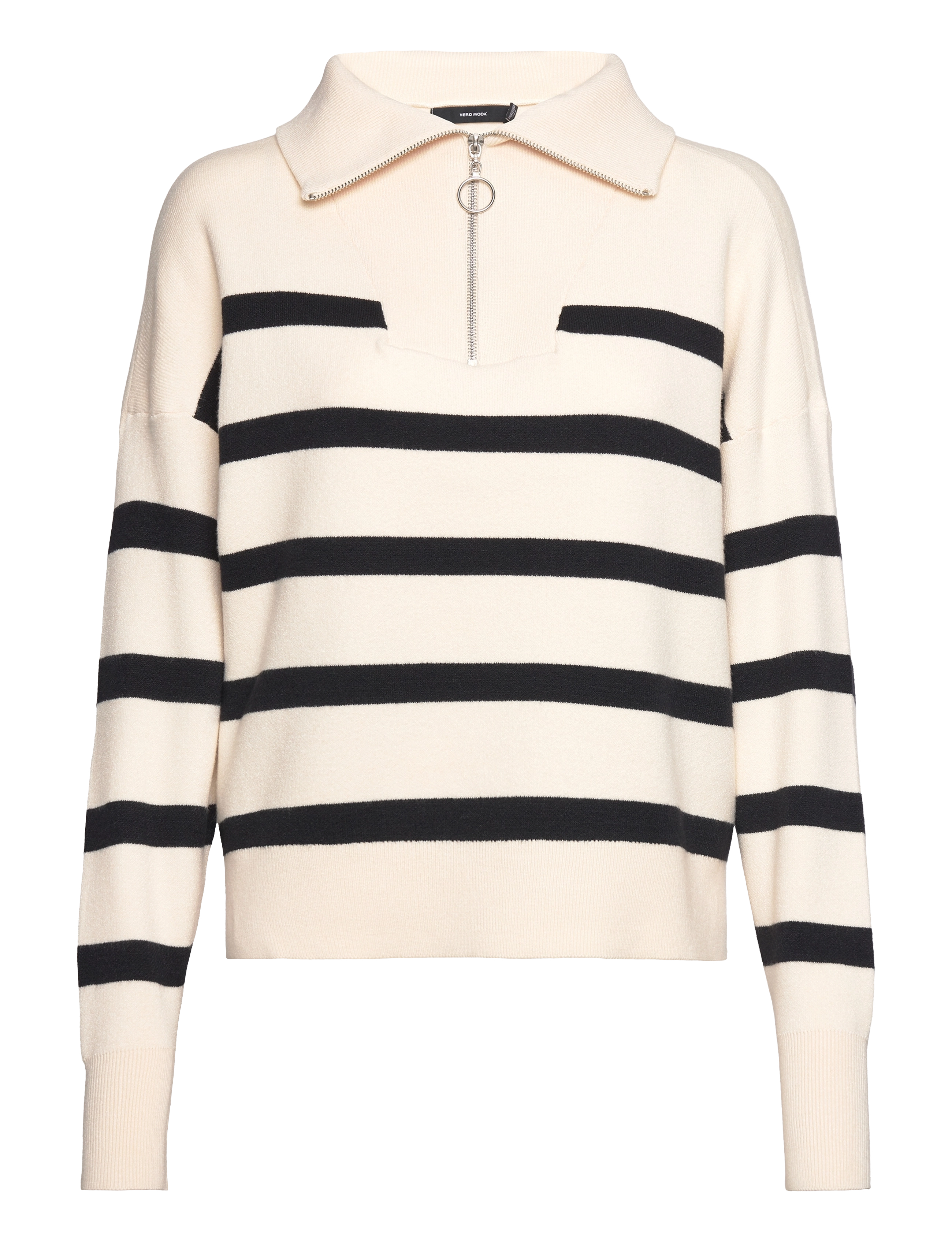 VERO MODA Vmsaba Stripe Ls Highneck Bluse Ga Noos Cream - XL - Damen