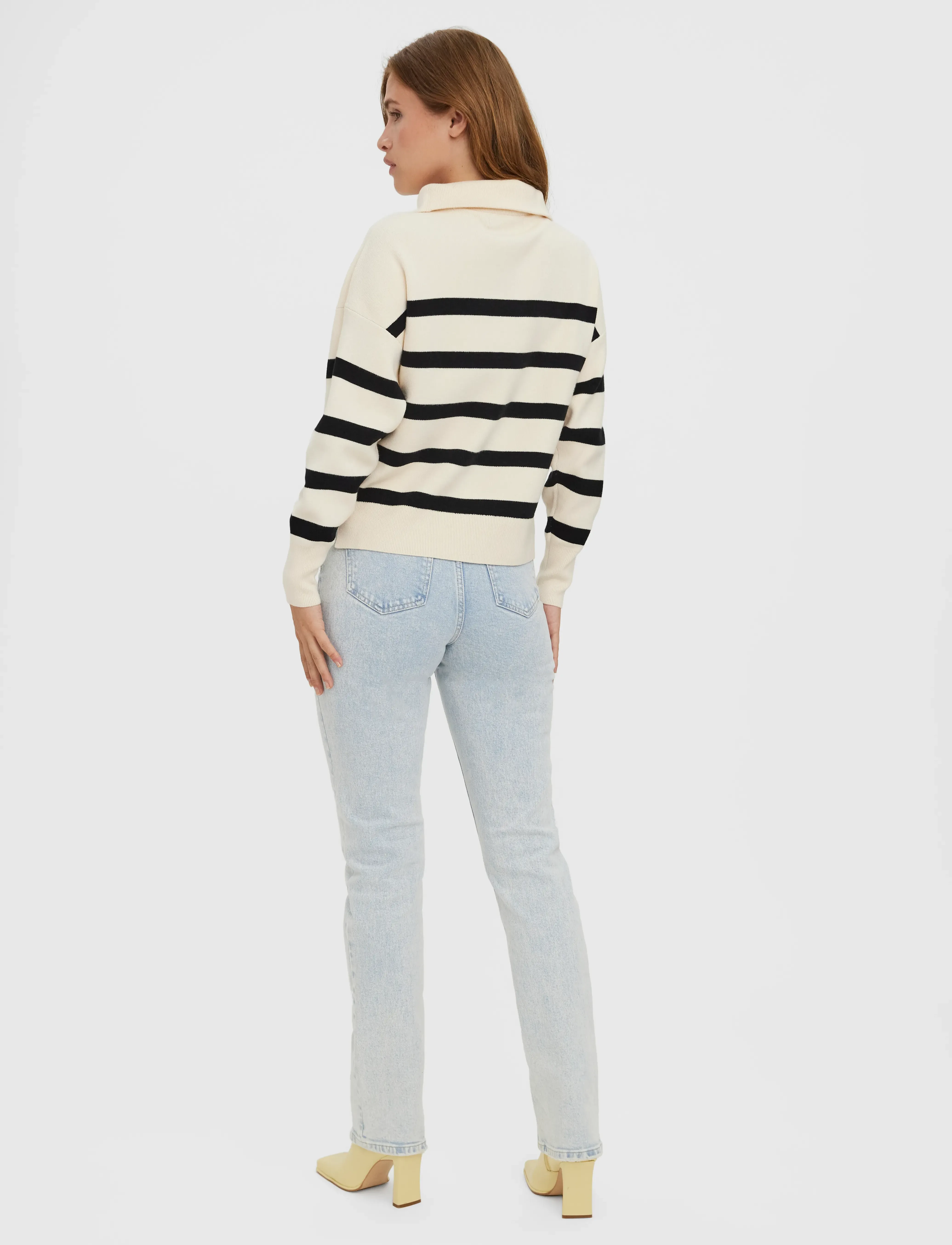 Vero Moda - VMSABA STRIPE LS HIGHNECK BLOUSE GA NOOS - polotröjor - birch - 3