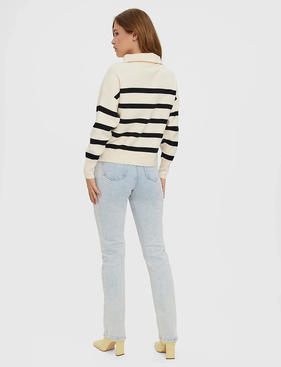 Vero Moda - VMSABA STRIPE LS HIGHNECK BLOUSE GA NOOS - coltruien - birch - 3