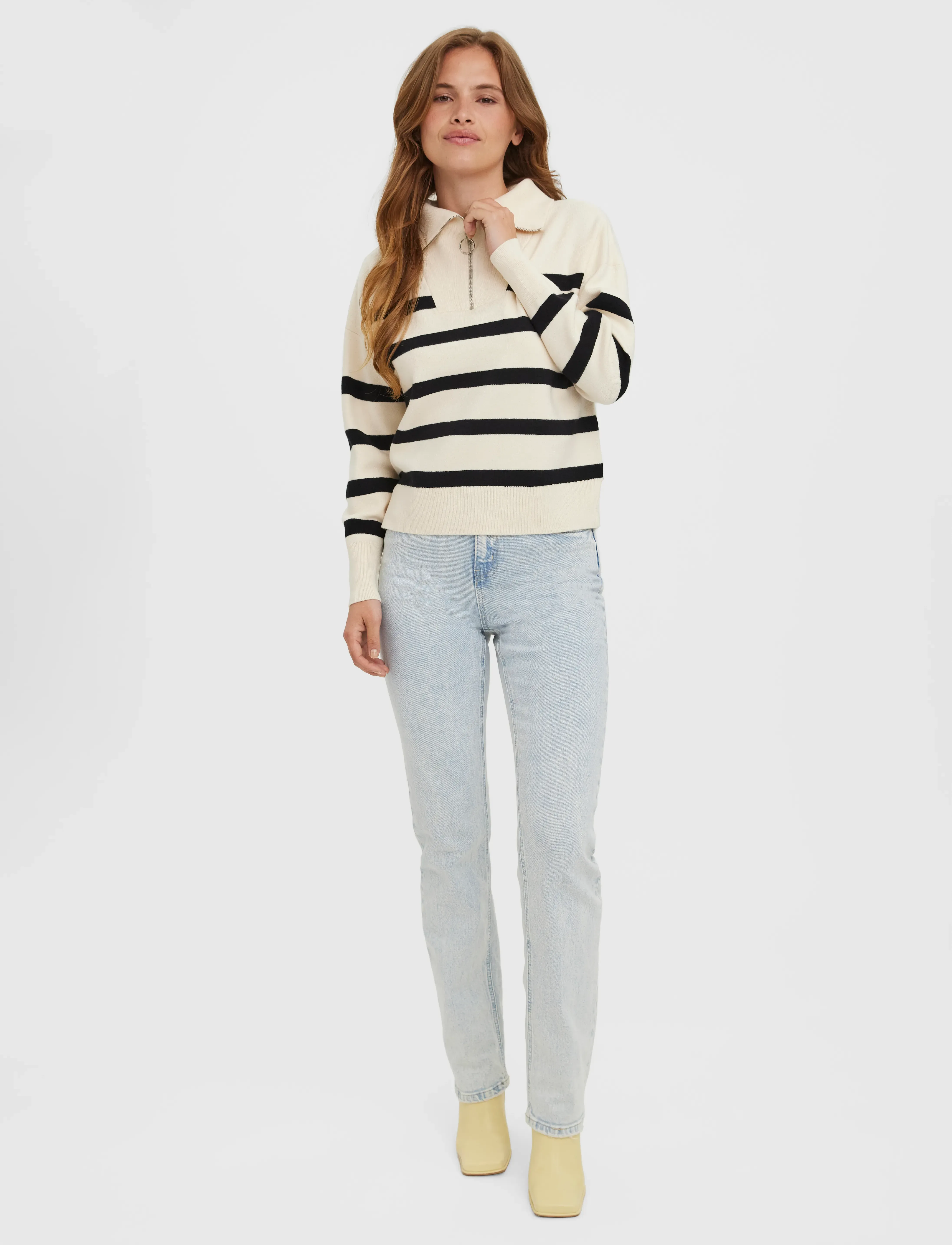 Vero Moda - VMSABA STRIPE LS HIGHNECK BLOUSE GA NOOS - polotröjor - birch - 4