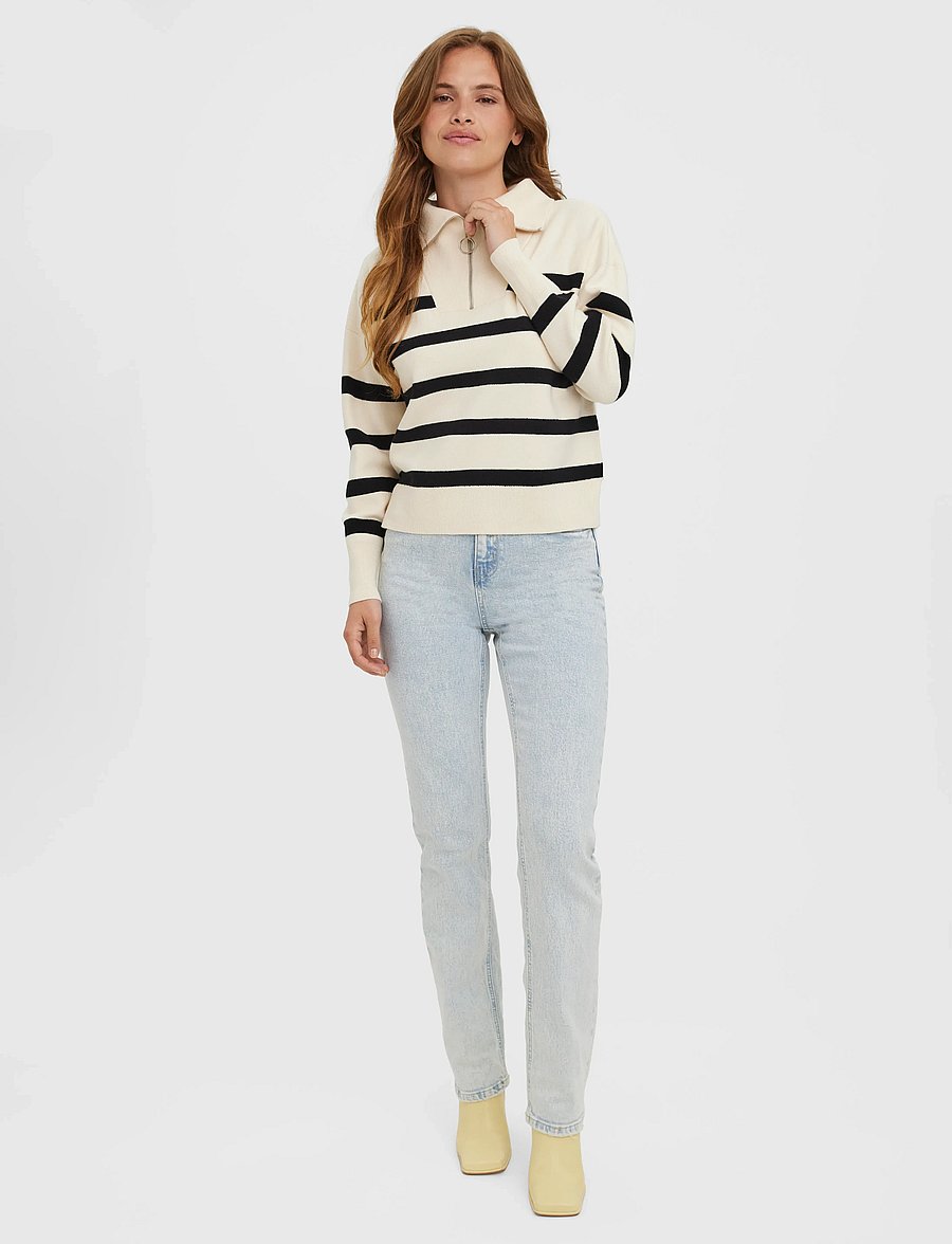 Vero Moda - VMSABA STRIPE LS HIGHNECK BLOUSE GA NOOS - coltruien - birch - 4
