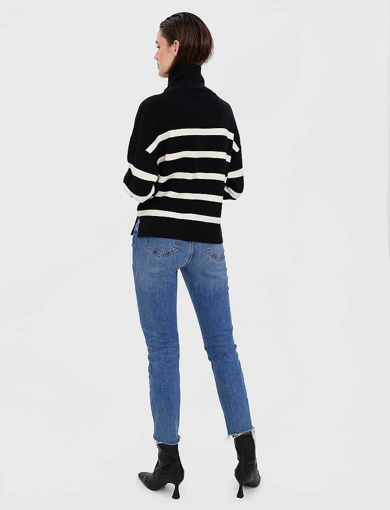 Vero Moda - VMSABA STRIPE LS HIGHNECK BLOUSE GA NOOS - rollkragenpullover - black - 5