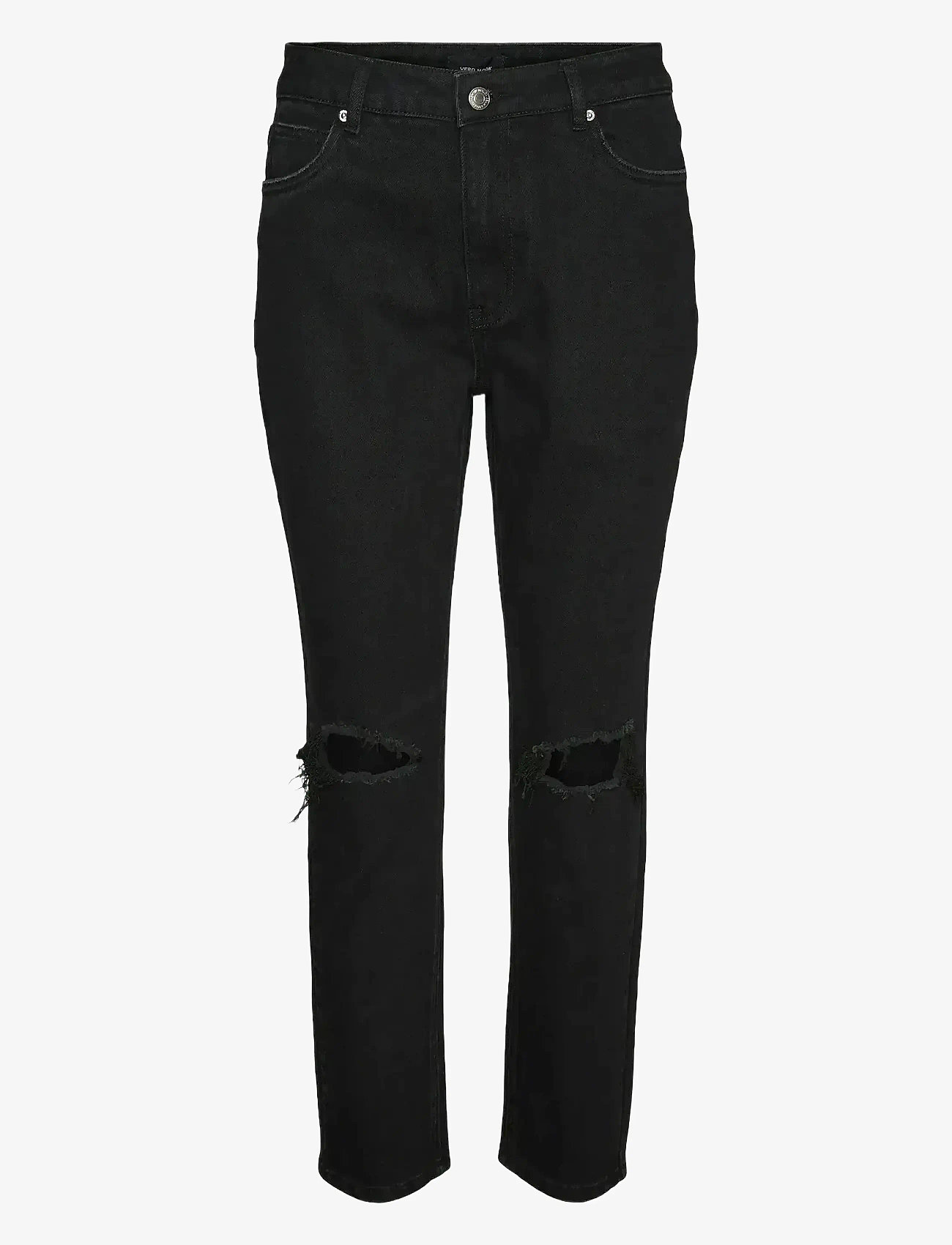 Vero Moda - VMBRENDA HR STR ANKLE DESTROY J GU152 - boyfriend jeans - black denim - 0