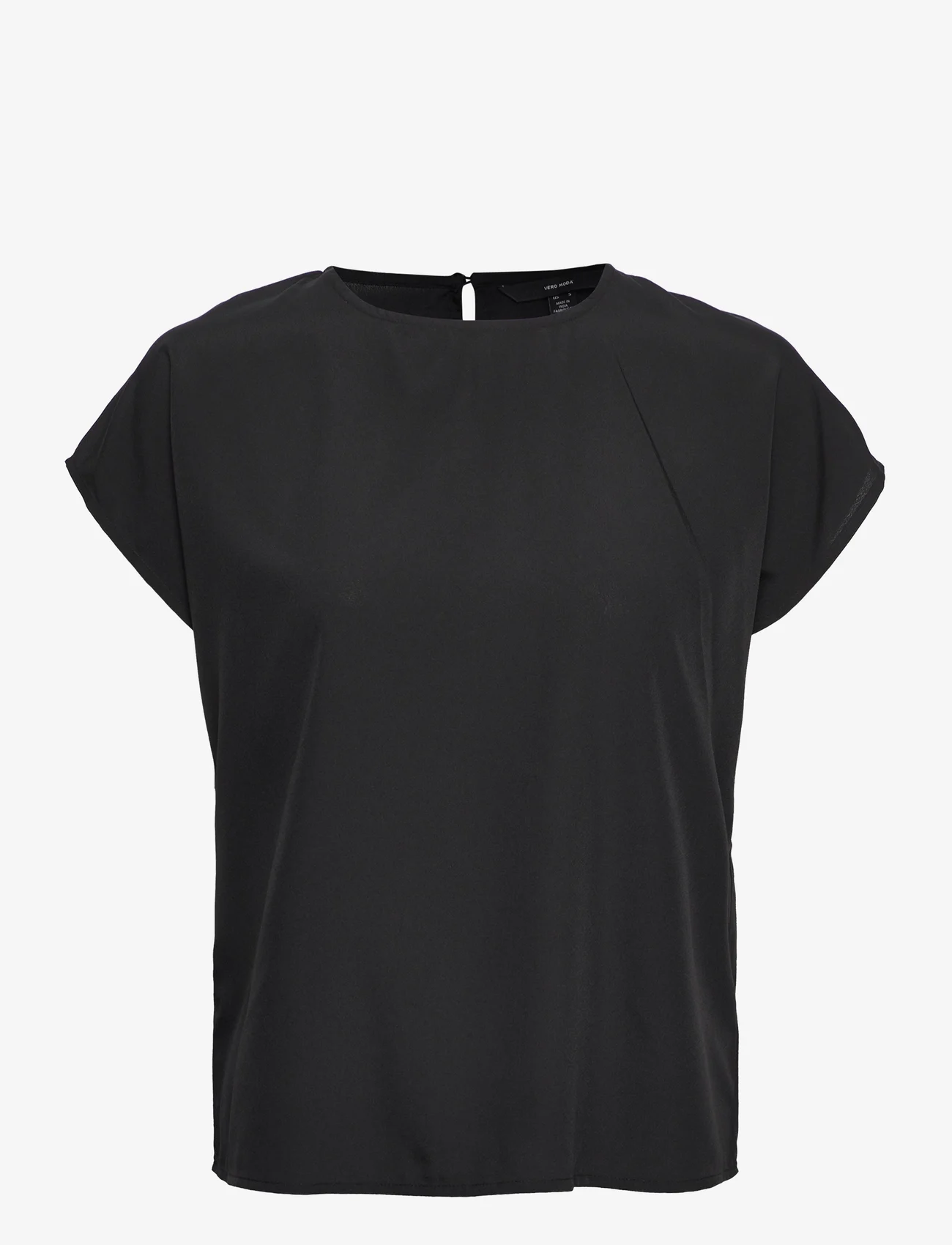 Vero Moda - VMFIONA SS WIDE TOP WVN LT - blouses korte mouwen - black - 0