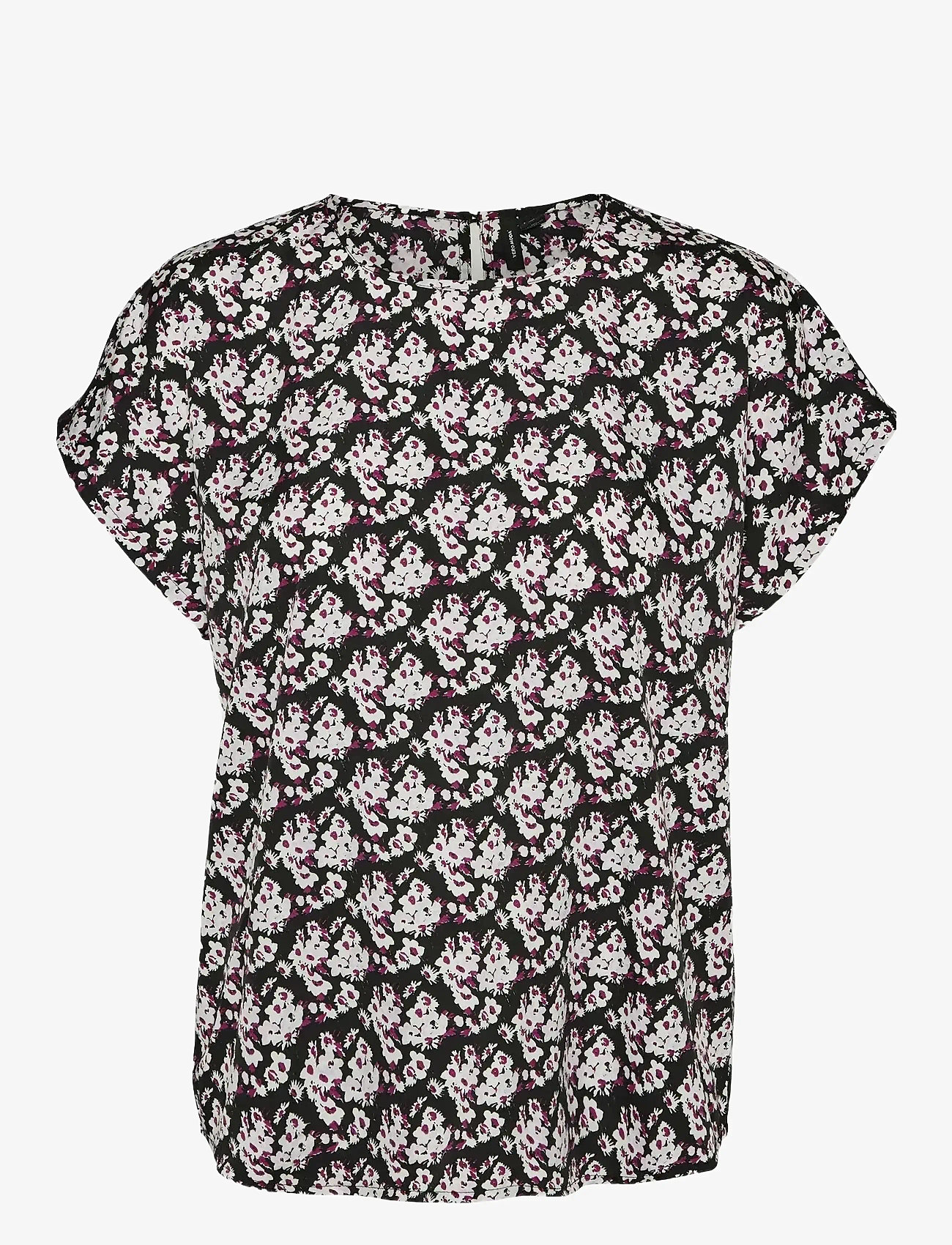 Vero Moda - VMFIONA SS WIDE TOP WVN LT - kortærmede bluser - black - 0