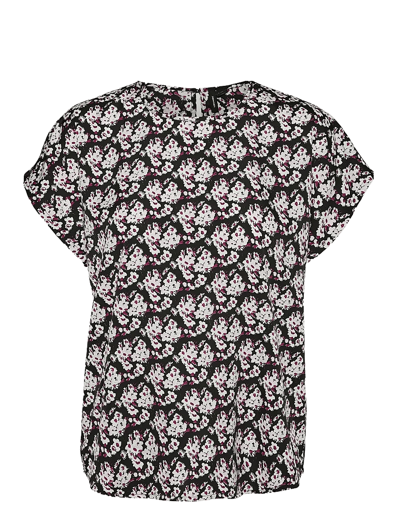 Vero Moda - VMFIONA SS WIDE TOP WVN LT - kortærmede bluser - black - 0