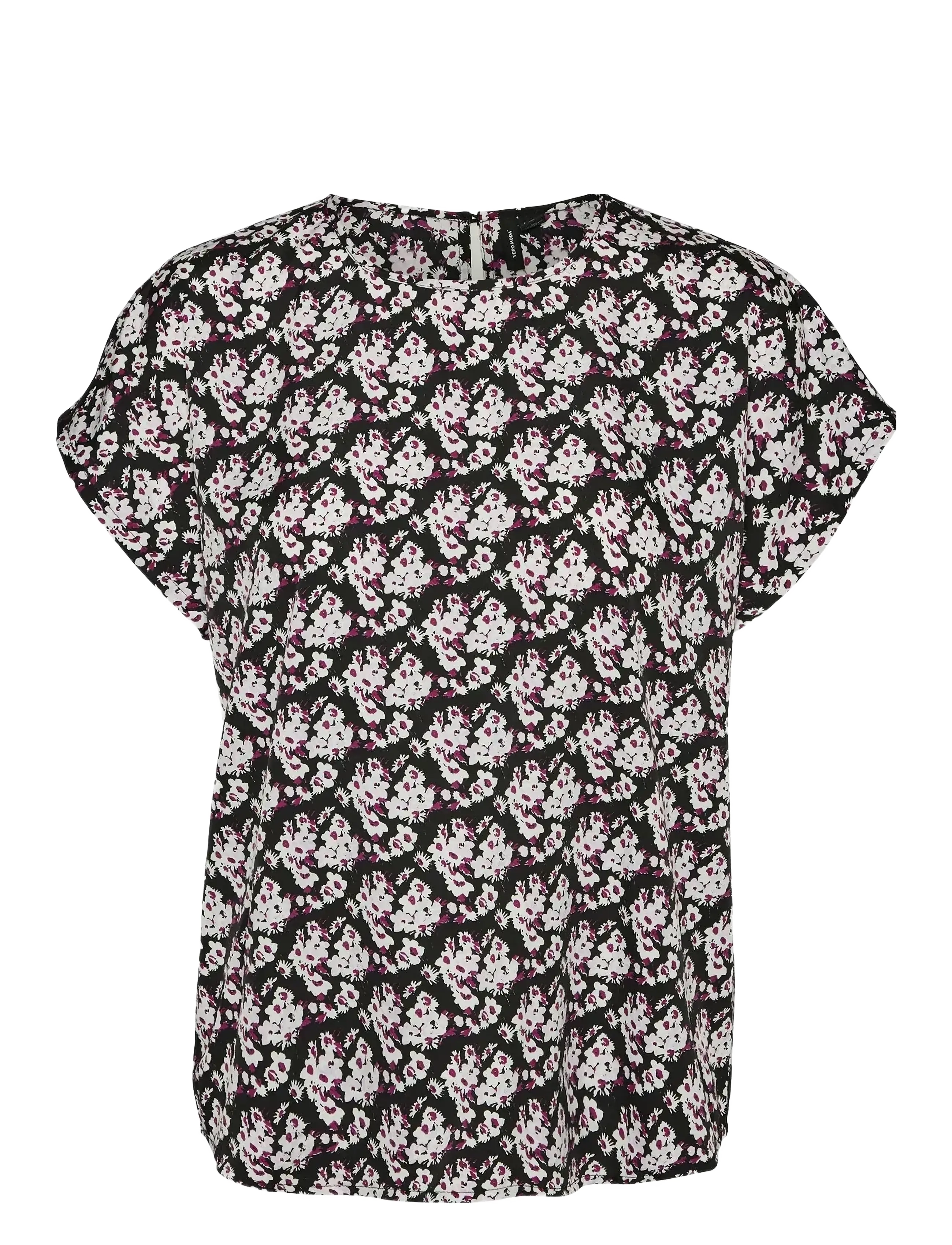 Vero Moda - VMFIONA SS WIDE TOP WVN LT - kurzärmelige blusen - black - 0