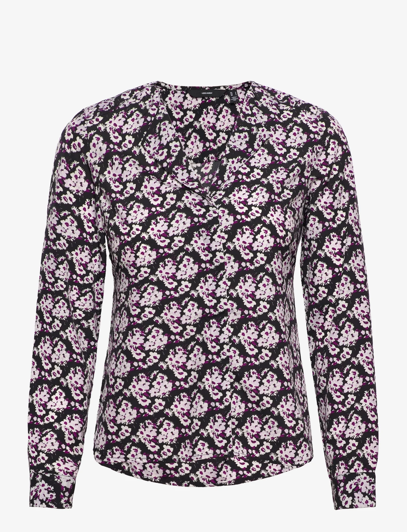 Vero Moda - VMFIONA LS TOP WVN LT - pitkähihaiset puserot - black - 0