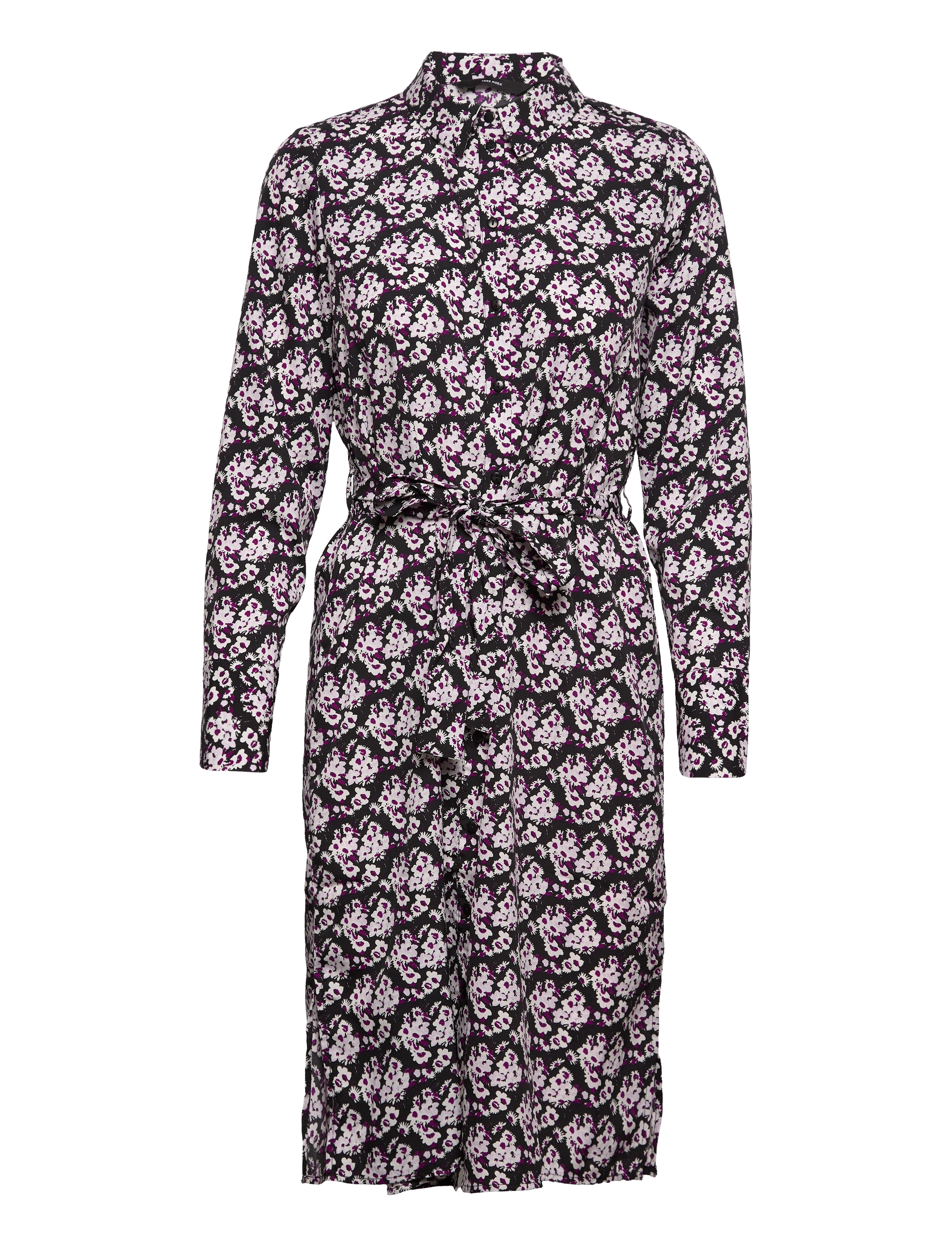 Vero Moda VMFIONA LS SHIRT BLK DRESS WVN LT - Kleider - BLACK / multi