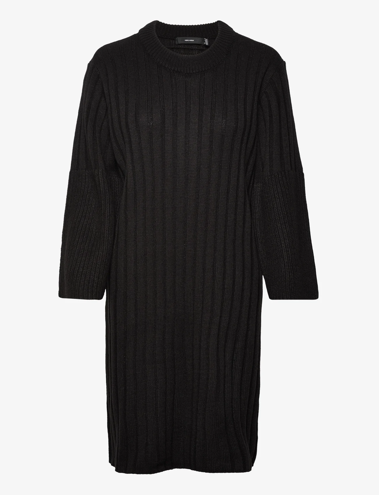 Vero Moda - VMLAYLA LS O-NECK DRESS BF - stickade klänningar - black - 0