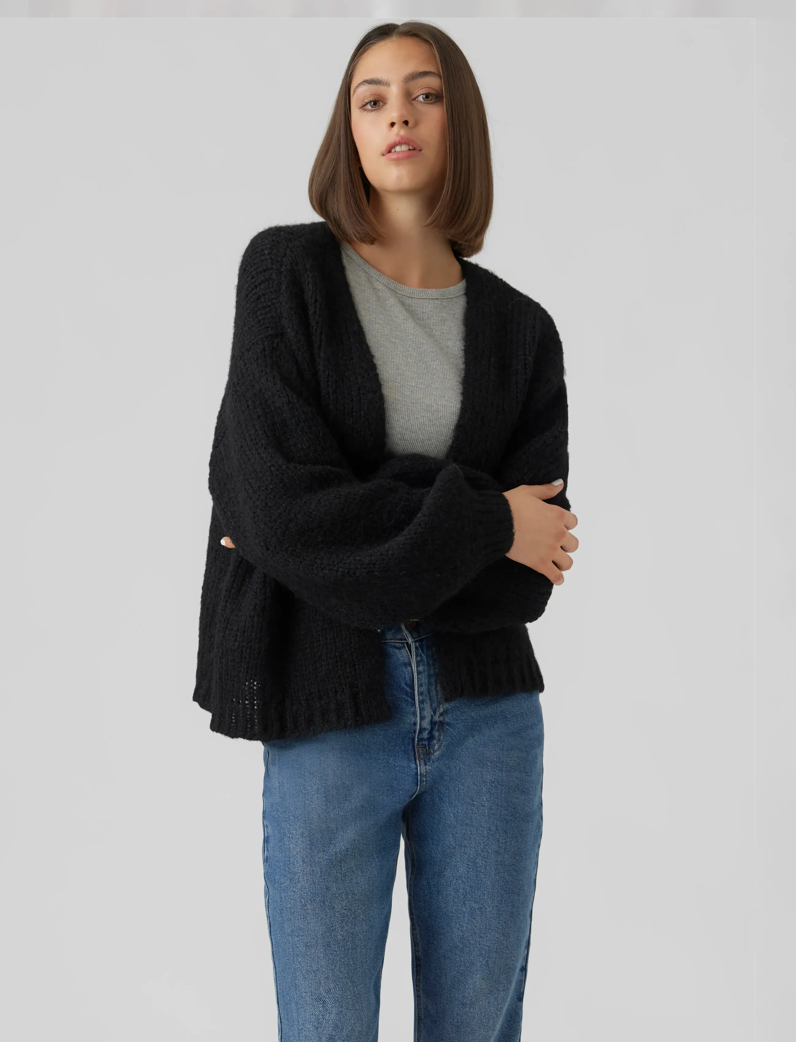 Vero Moda Vmmaybe Ls Open Cardigan Noos, XS, Black, Strik > Cardigans, Dame