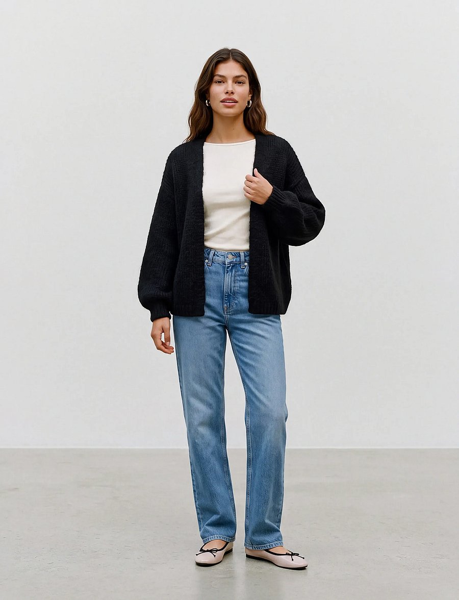 Vero Moda - VMMAYBE LS OPEN CARDIGAN NOOS - strickjacken - black - 0