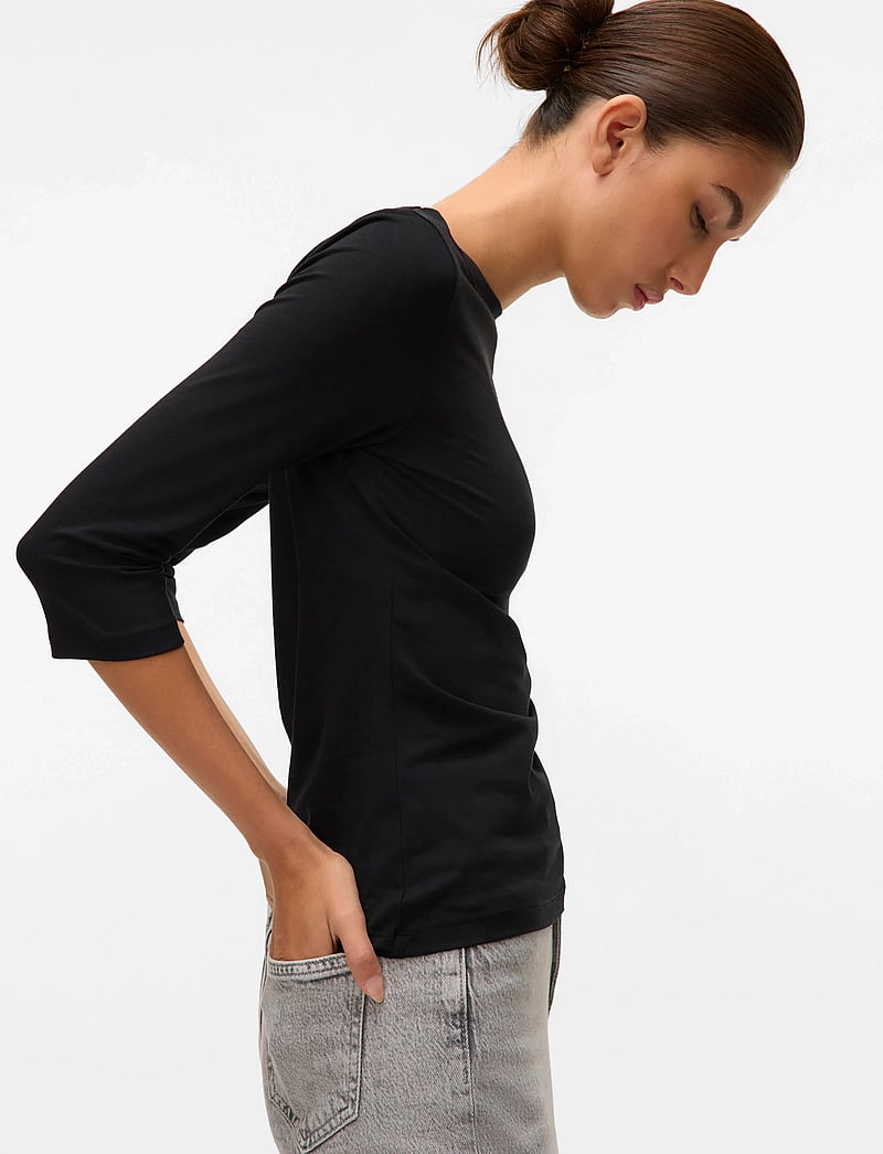 Vero Moda - VMPANDA MODAL 3/4 TOP JRS NOOS - t-shirts - black - 4