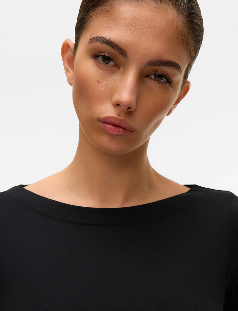 Vero Moda - VMPANDA MODAL 3/4 TOP JRS NOOS - t-shirts - black - 5