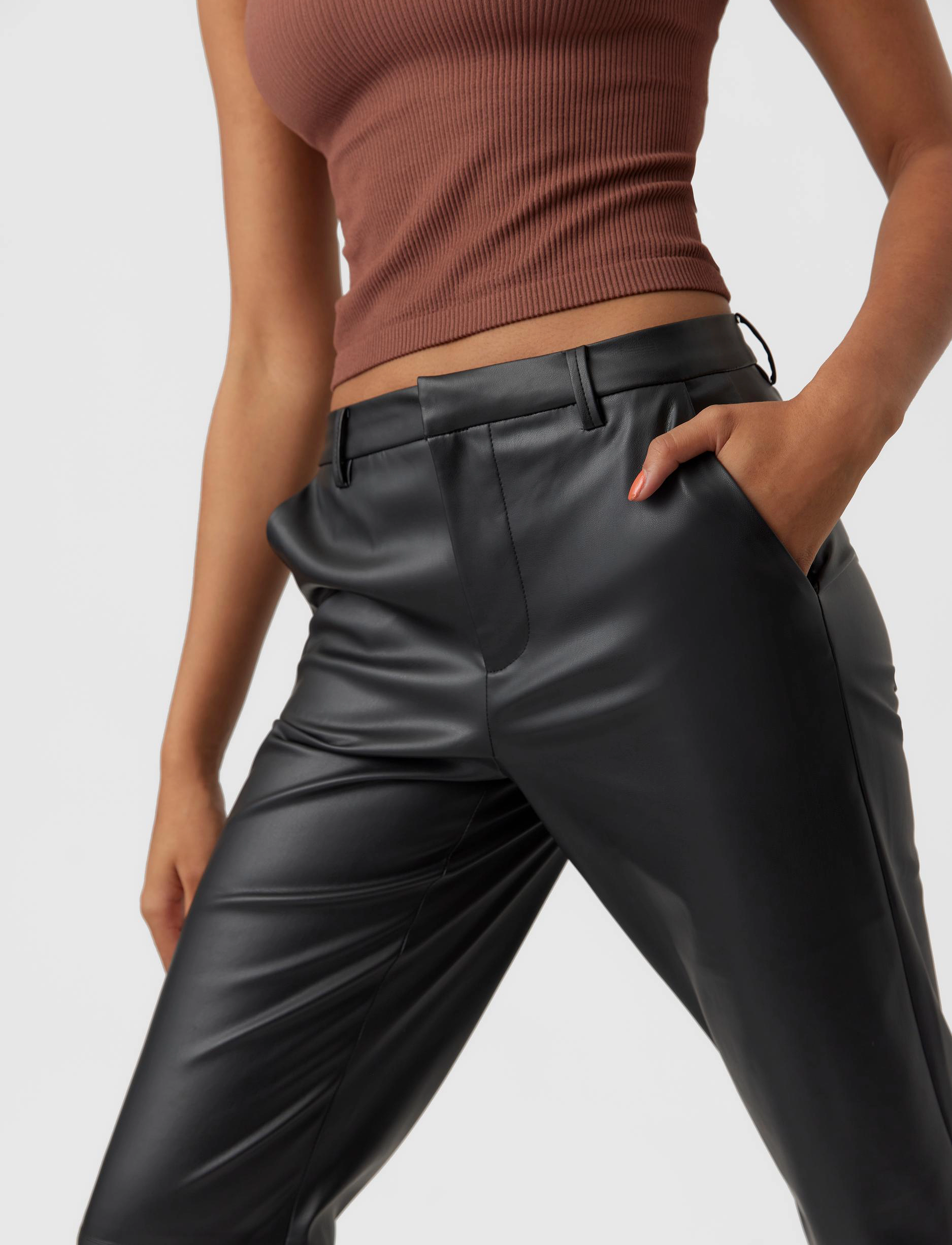 Vero Moda - VMOLYMPIAZAMIRA MW STRAIGHT PL PANT NOOS - black - 5
