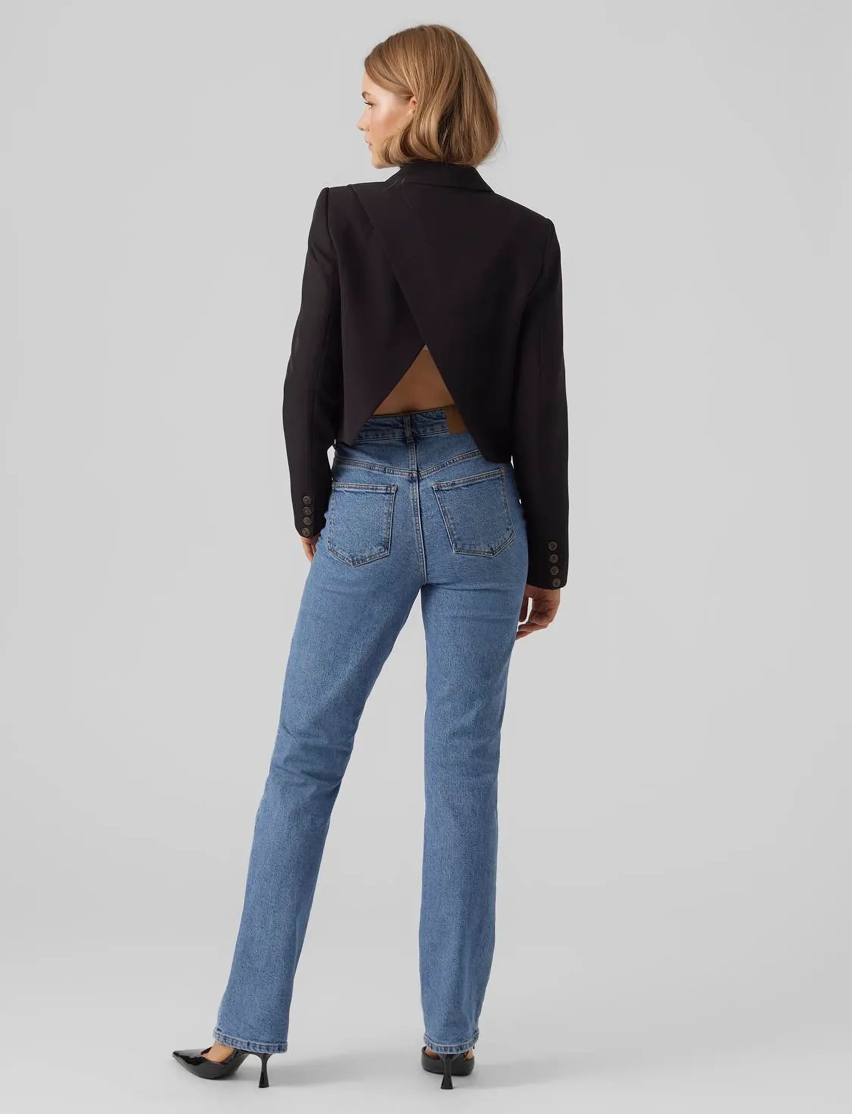 Vero Moda - VMDREW HR STR TWO TONED JEANS GU3155 - laveste priser - medium blue denim - 3