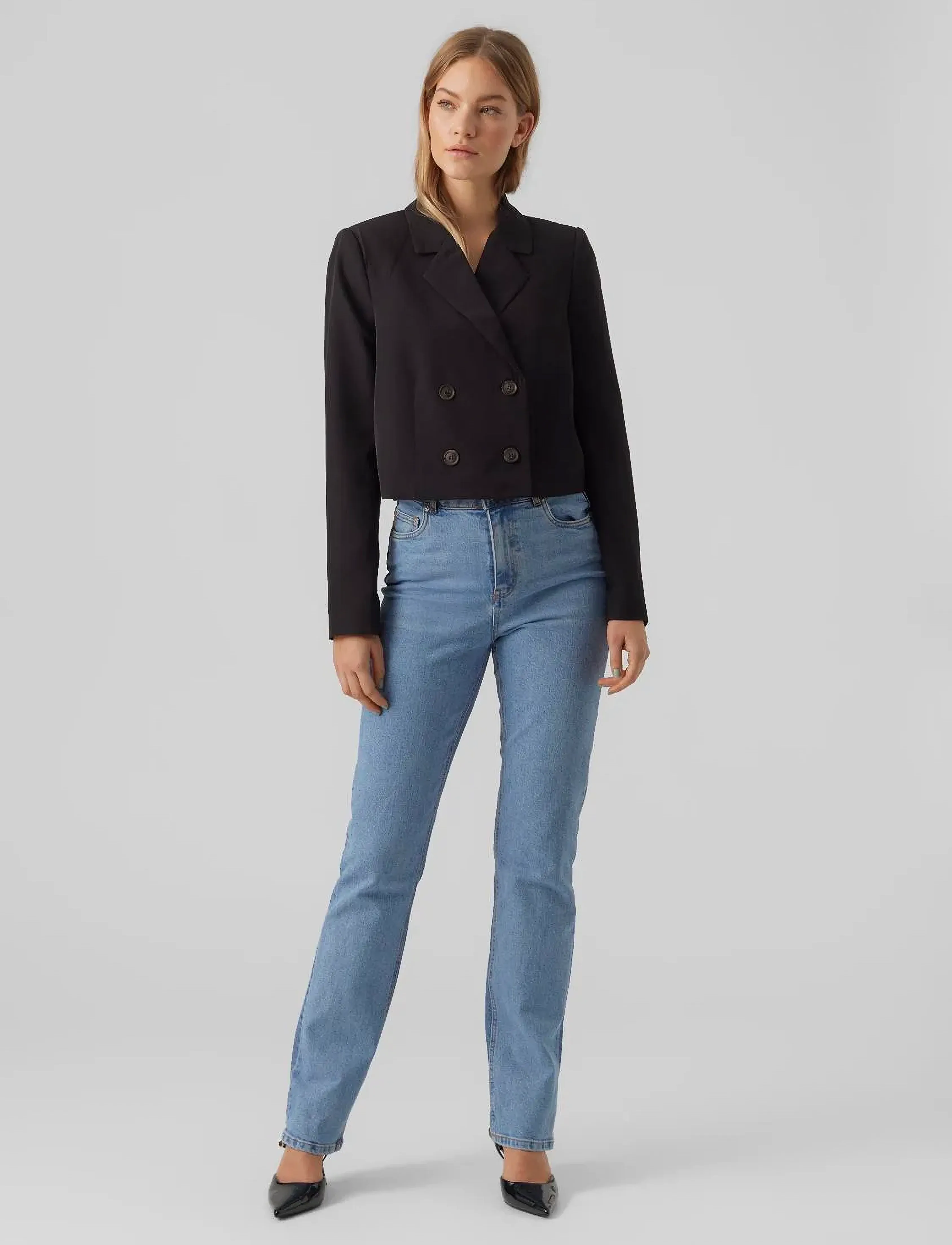 Vero Moda - VMDREW HR STR TWO TONED JEANS GU3155 - laveste priser - medium blue denim - 4