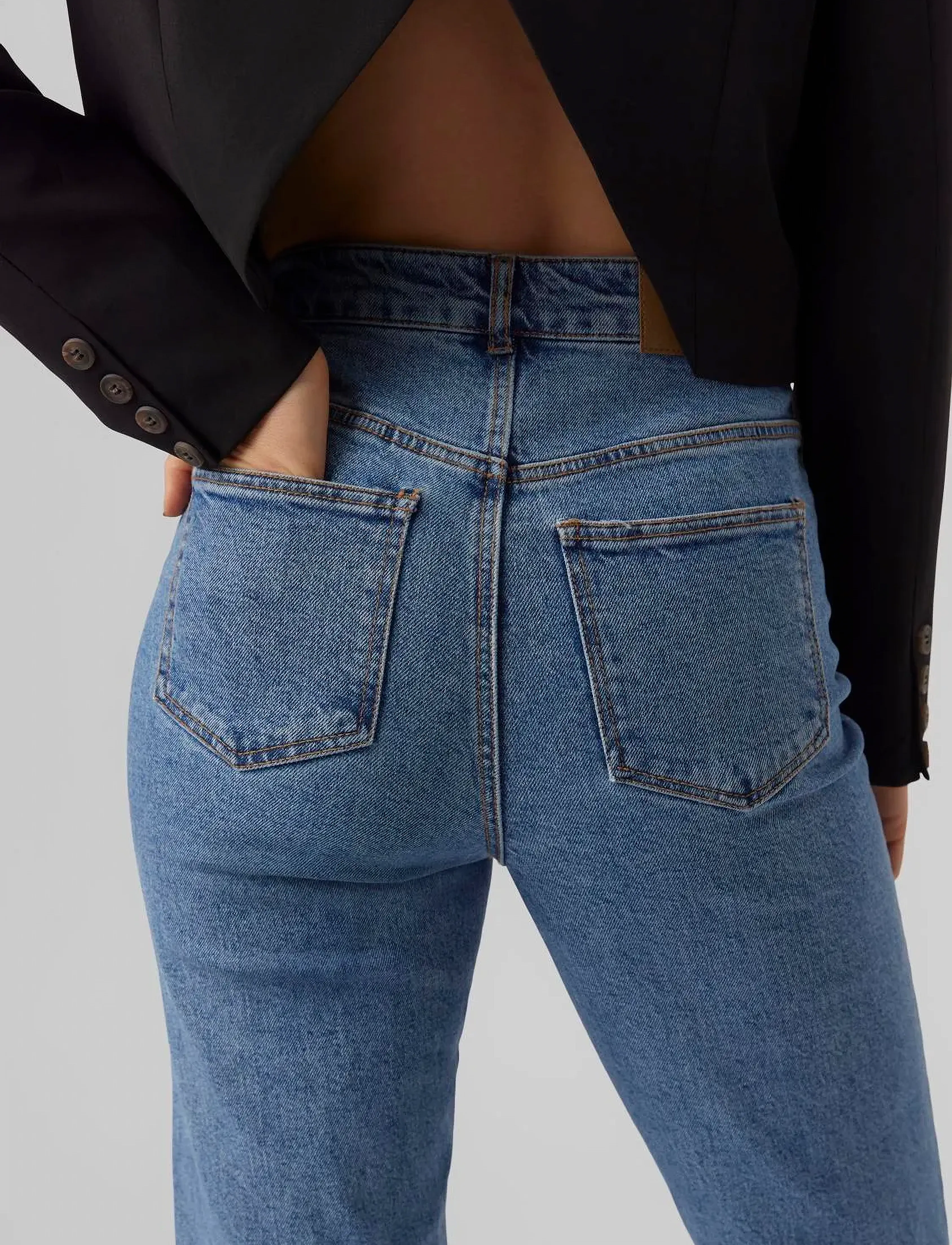 Vero Moda - VMDREW HR STR TWO TONED JEANS GU3155 - laveste priser - medium blue denim - 5