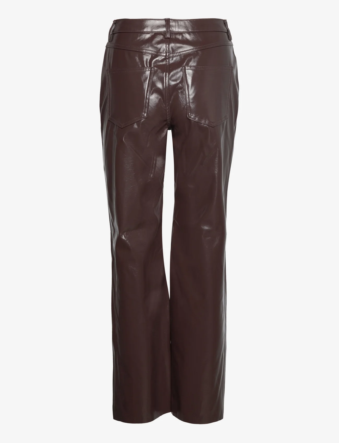 Vero Moda - VMKITHY HR LOOSE STR GLOSSY PL PANT - pantalons en cuir - coffee bean - 1