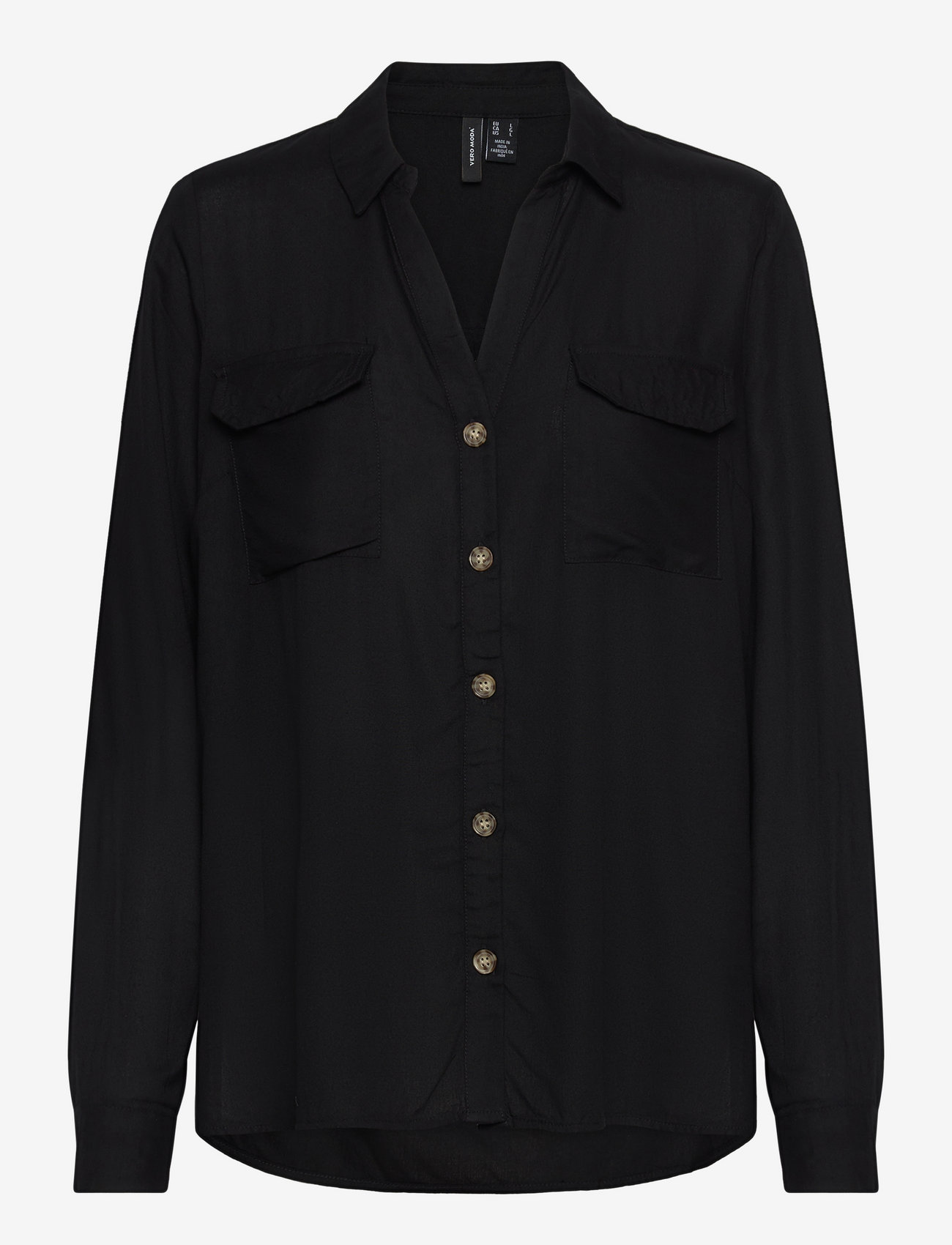 Vero Moda - VMBUMPY L/S SHIRT NEW WVN NOOS - langærmede skjorter - black - 1