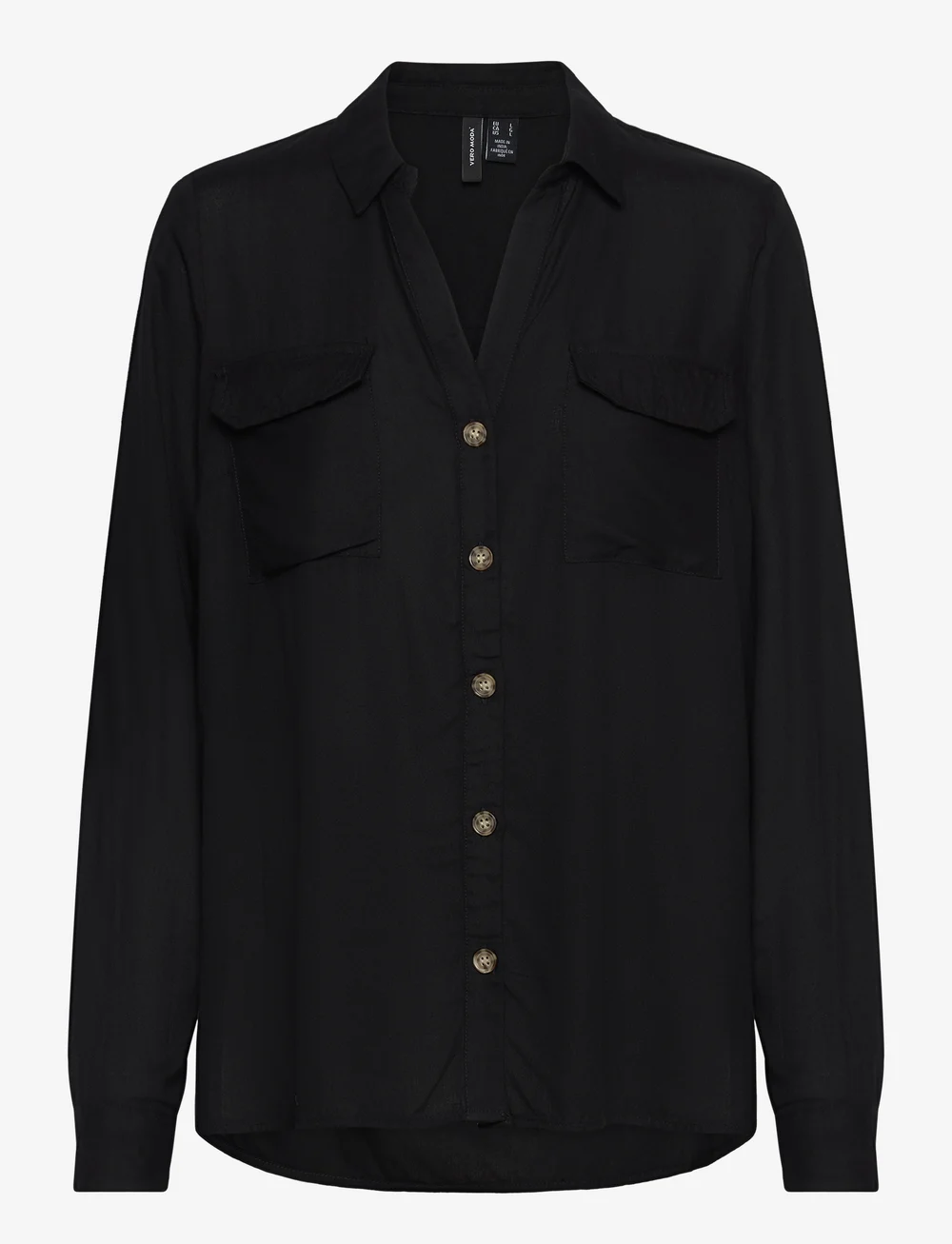 Vero Moda - VMBUMPY L/S SHIRT NEW WVN NOOS - pitkähihaiset kauluspaidat - black - 1