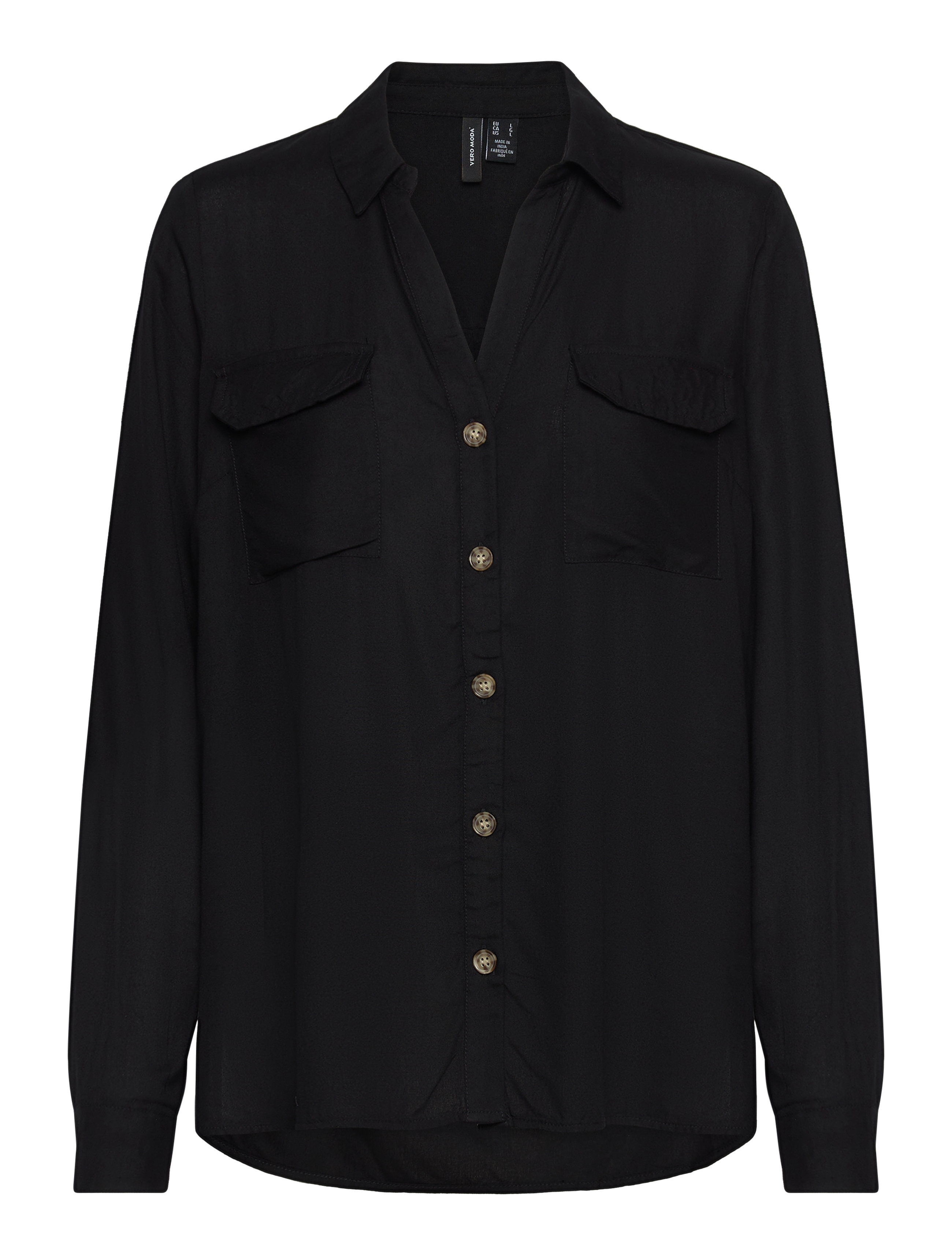 Vero Moda - VMBUMPY L/S SHIRT NEW WVN NOOS - pikkade varrukatega särgid - black - 1