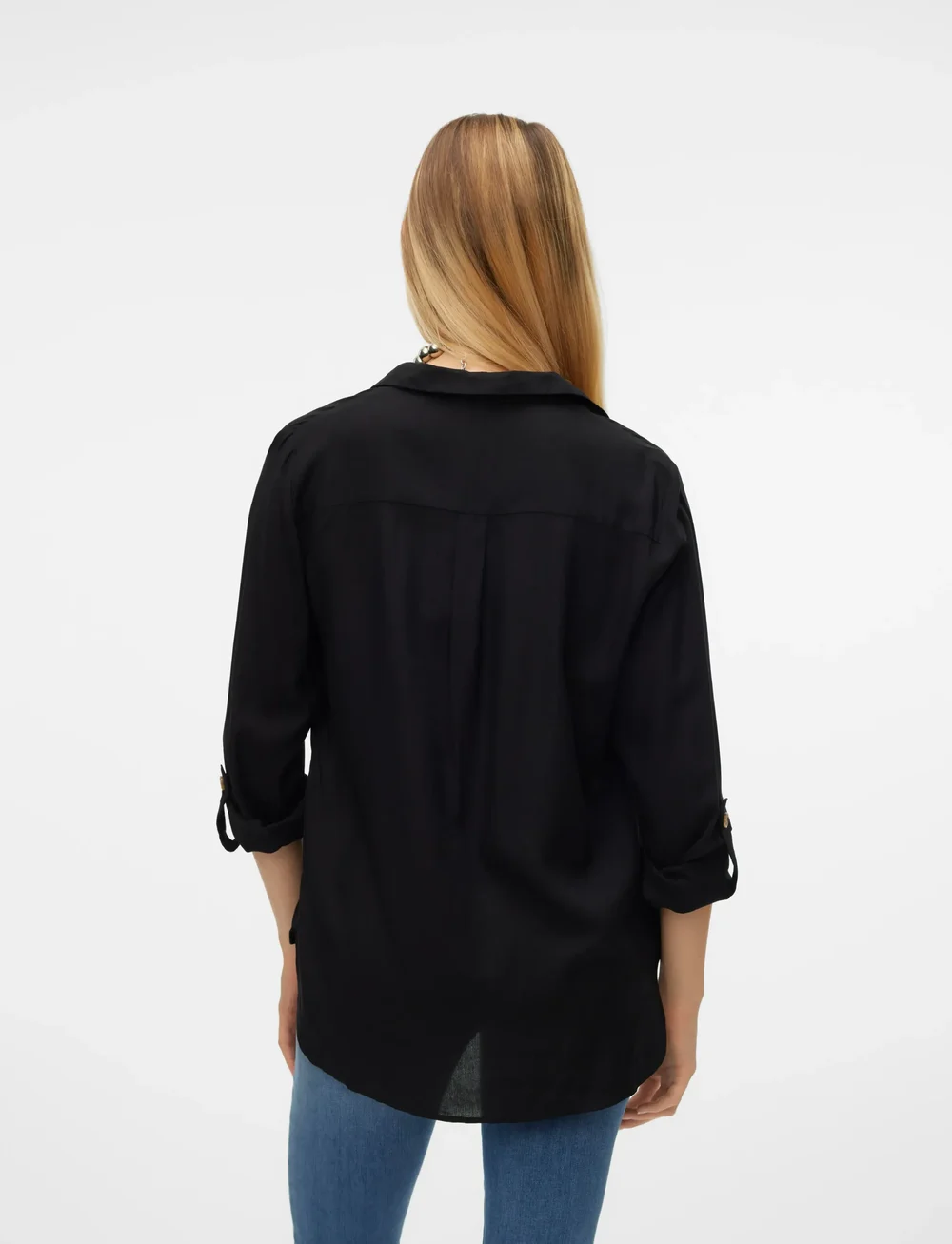 Vero Moda - VMBUMPY L/S SHIRT NEW WVN NOOS - pitkähihaiset kauluspaidat - black - 4