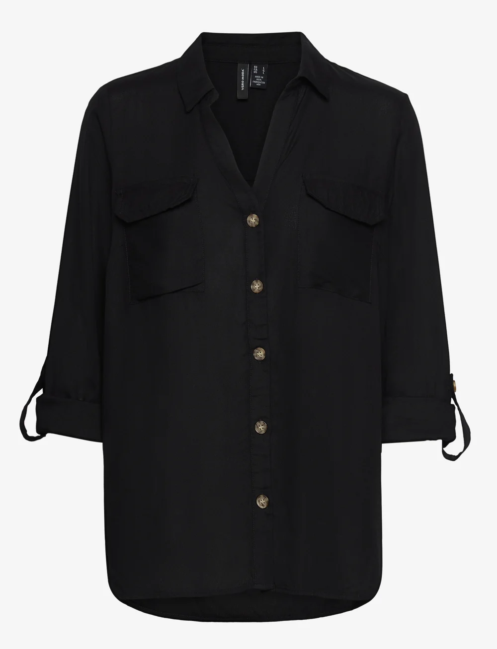 Vero Moda - VMBUMPY L/S SHIRT NEW WVN NOOS - pitkähihaiset kauluspaidat - black - 3