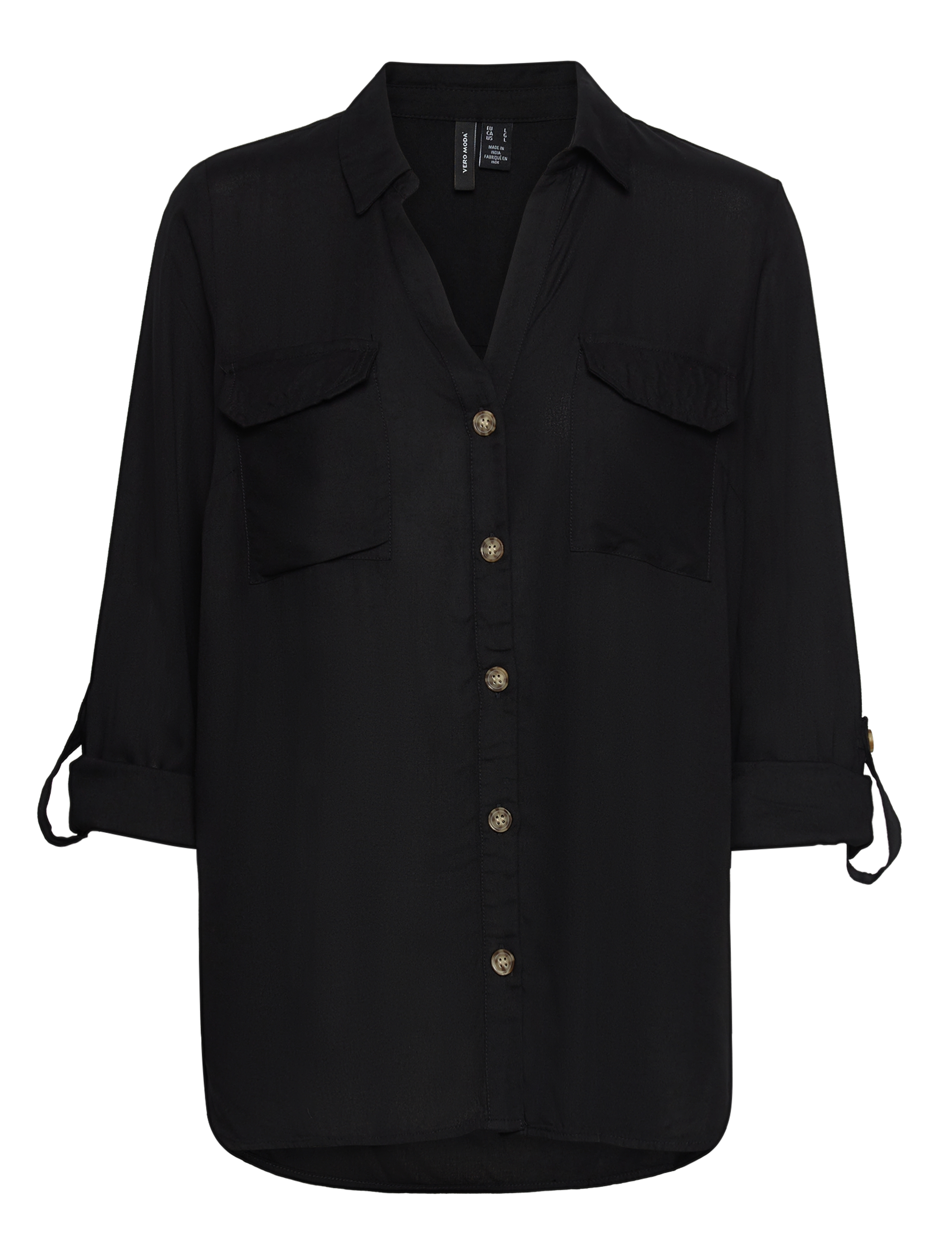 Vero Moda - VMBUMPY L/S SHIRT NEW WVN NOOS - pikkade varrukatega särgid - black - 3