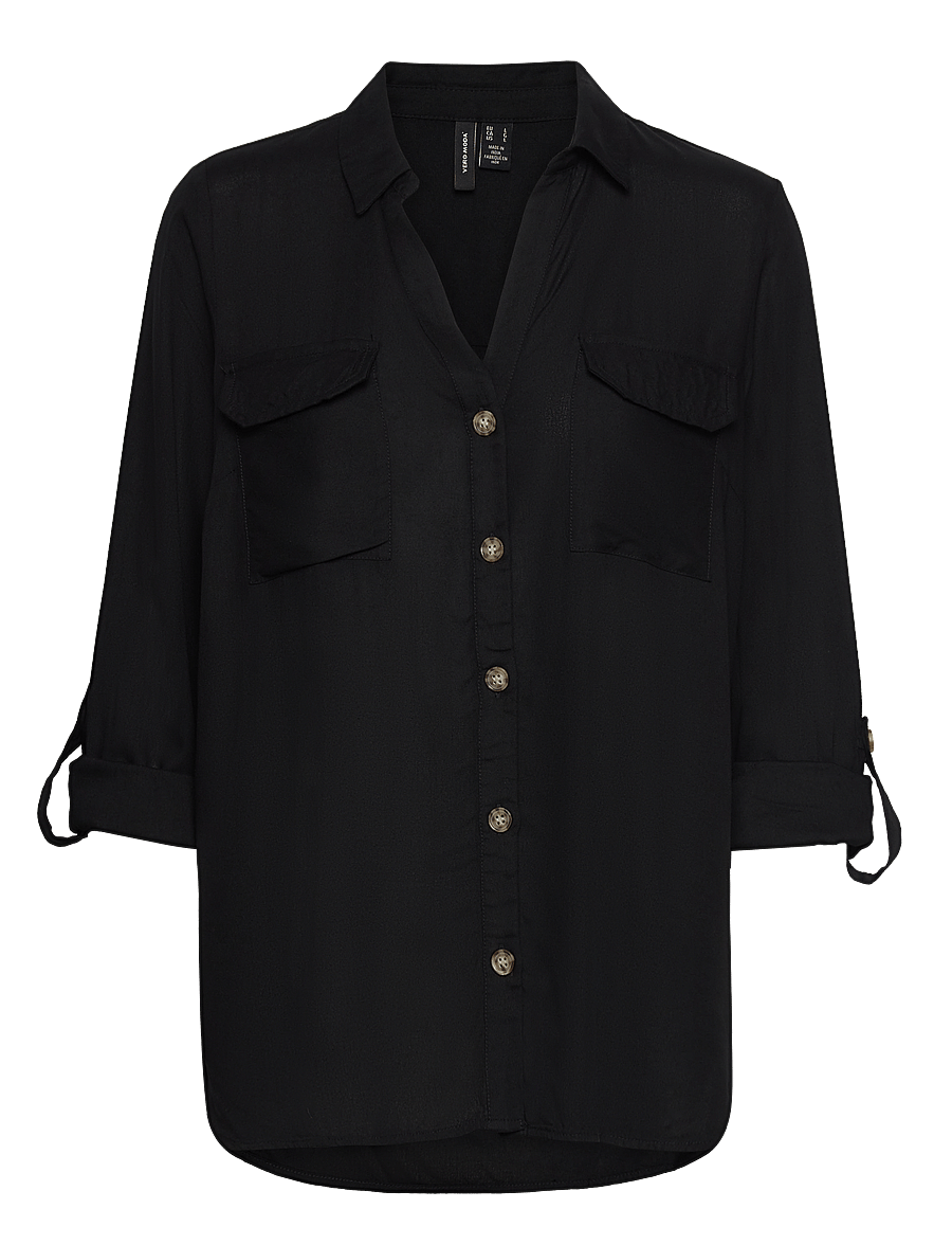 Vero Moda - VMBUMPY L/S SHIRT NEW WVN NOOS - pikkade varrukatega särgid - black - 3