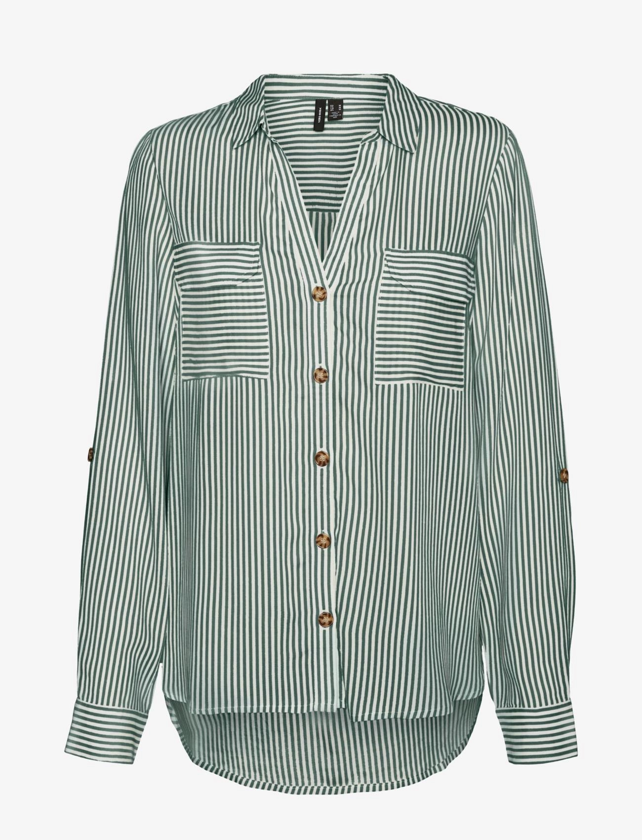 Vero Moda - VMBUMPY L/S SHIRT NEW WVN GA NOOS - långärmade skjortor - laurel wreath - 1