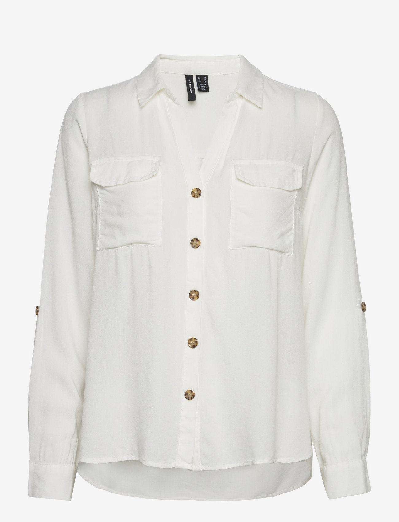 Vero Moda - VMBUMPY L/S SHIRT NEW WVN NOOS - pitkähihaiset kauluspaidat - snow white - 1