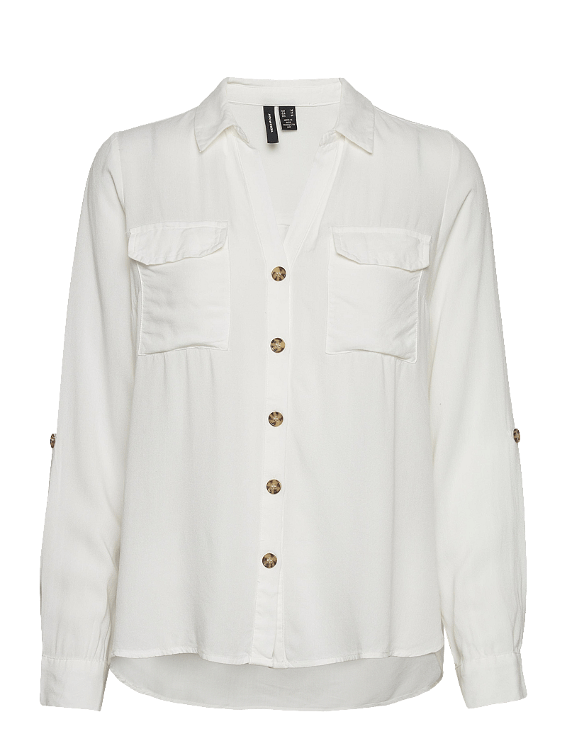 Vero Moda - VMBUMPY L/S SHIRT NEW WVN NOOS - pitkähihaiset kauluspaidat - snow white - 1
