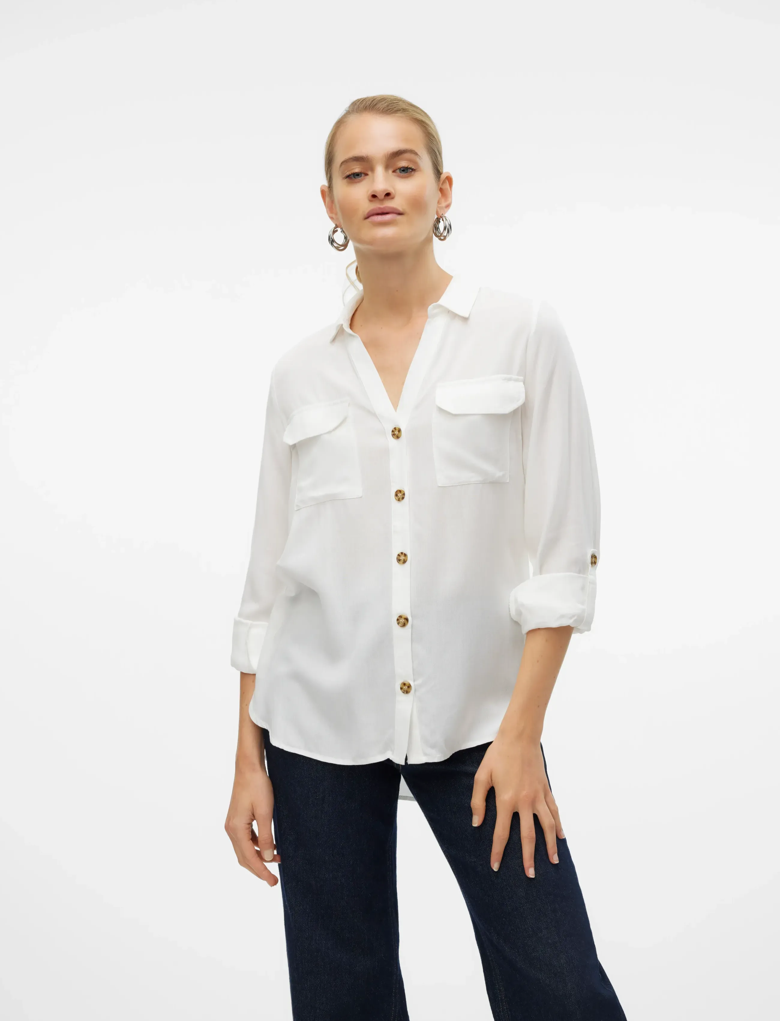 Vero Moda - VMBUMPY L/S SHIRT NEW WVN NOOS - overhemden met lange mouwen - snow white - 0