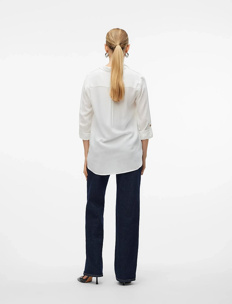 Vero Moda - VMBUMPY L/S SHIRT NEW WVN NOOS - pitkähihaiset kauluspaidat - snow white - 5