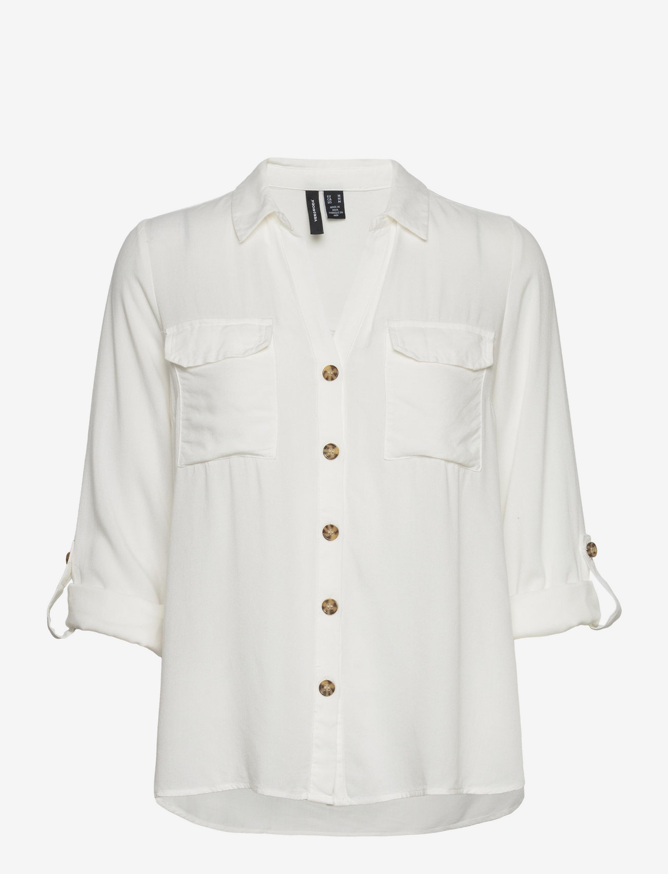 Vero Moda - VMBUMPY L/S SHIRT NEW WVN NOOS - pitkähihaiset kauluspaidat - snow white - 4