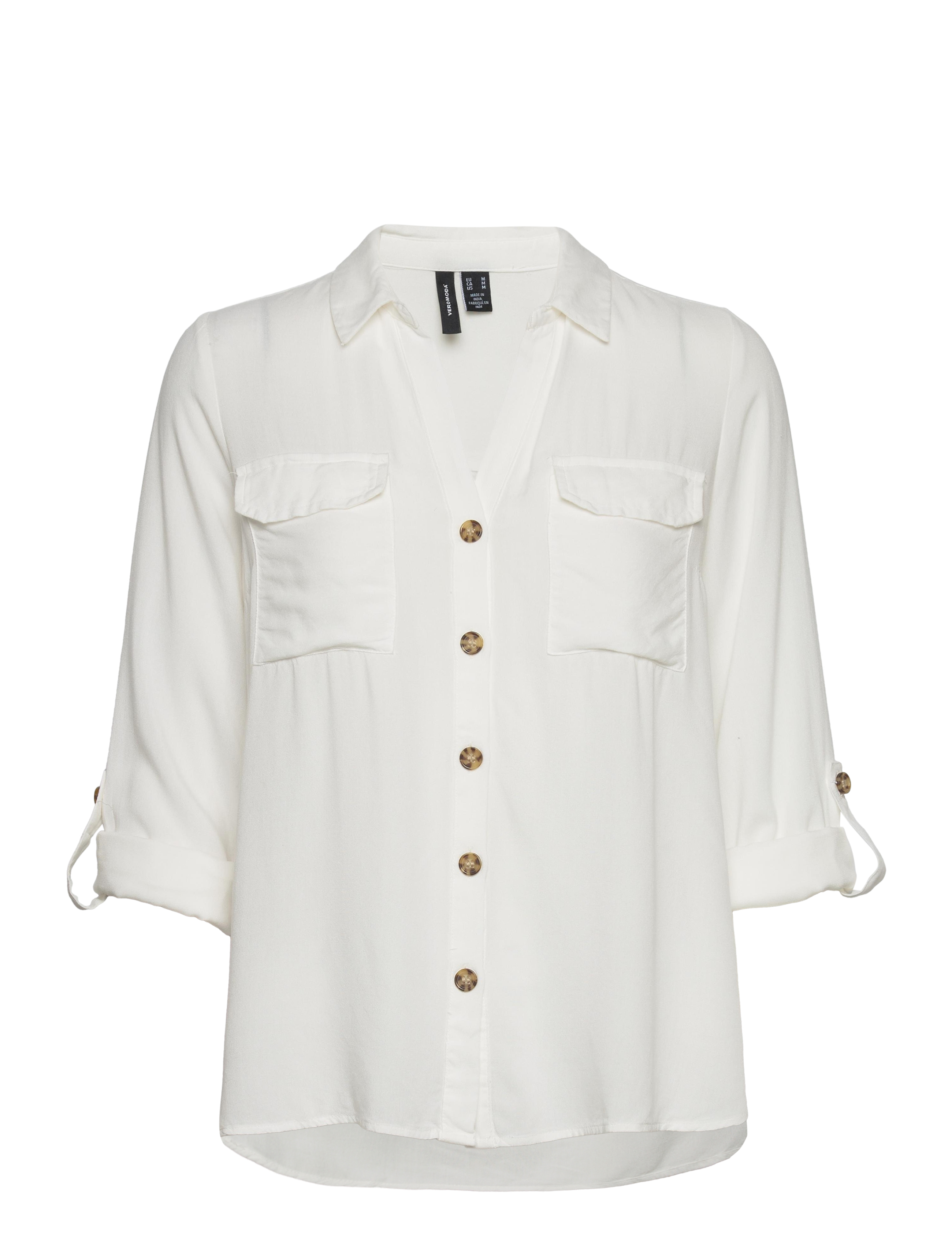 Vero Moda - VMBUMPY L/S SHIRT NEW WVN NOOS - overhemden met lange mouwen - snow white - 4