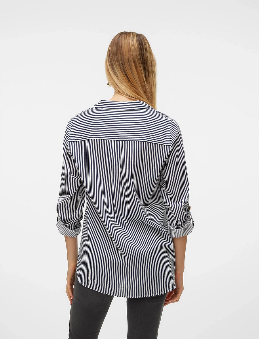 Vero Moda - VMBUMPY L/S SHIRT NEW WVN NOOS - pikkade varrukatega särgid - snow white - 4