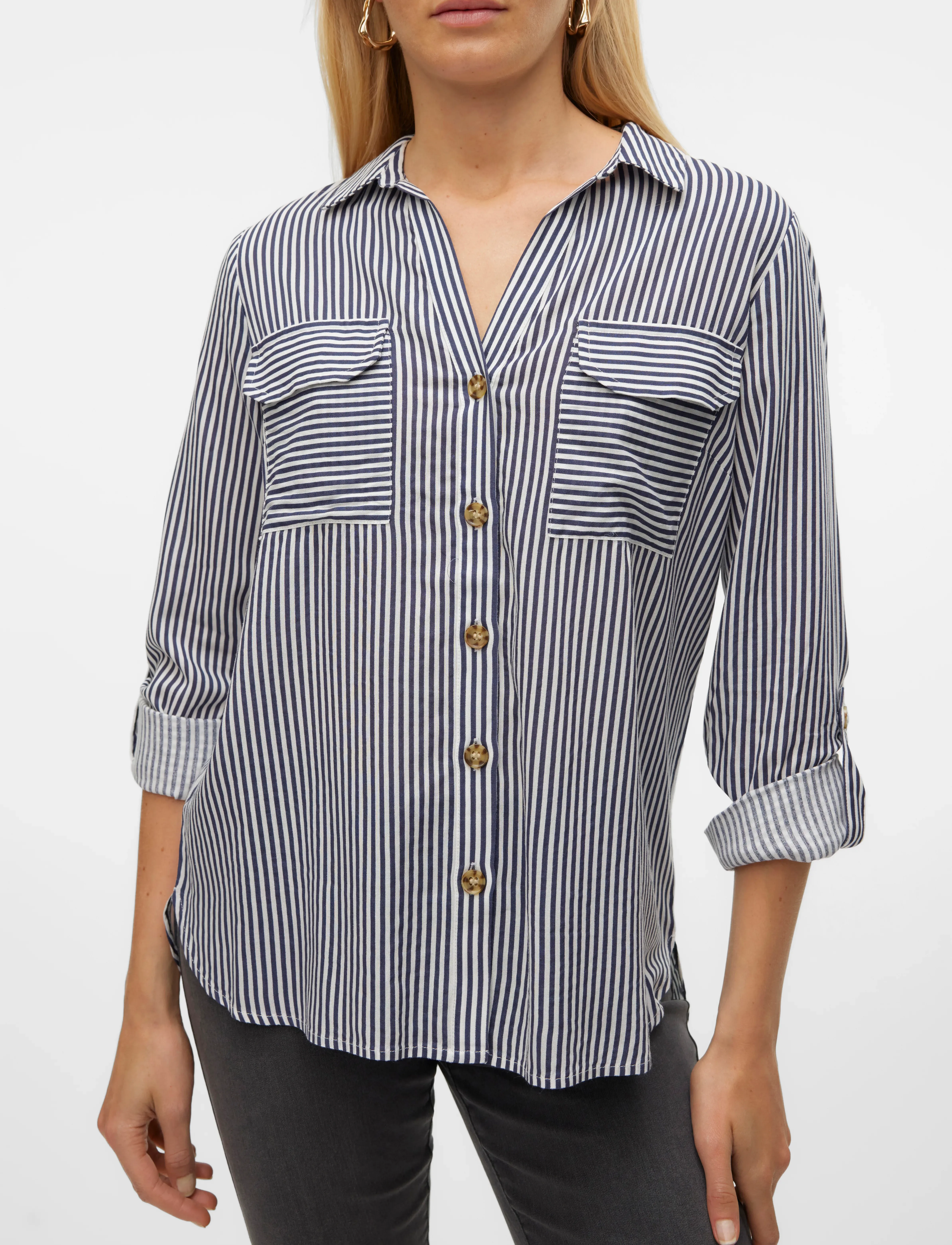 Vero Moda - VMBUMPY L/S SHIRT NEW WVN NOOS - pikkade varrukatega särgid - snow white - 5