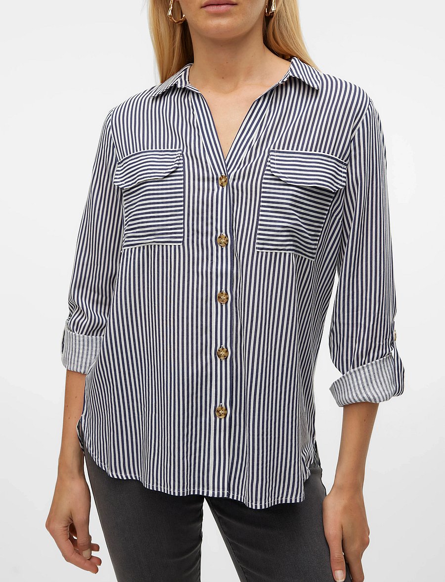 Vero Moda - VMBUMPY L/S SHIRT NEW WVN NOOS - pikkade varrukatega särgid - snow white - 5
